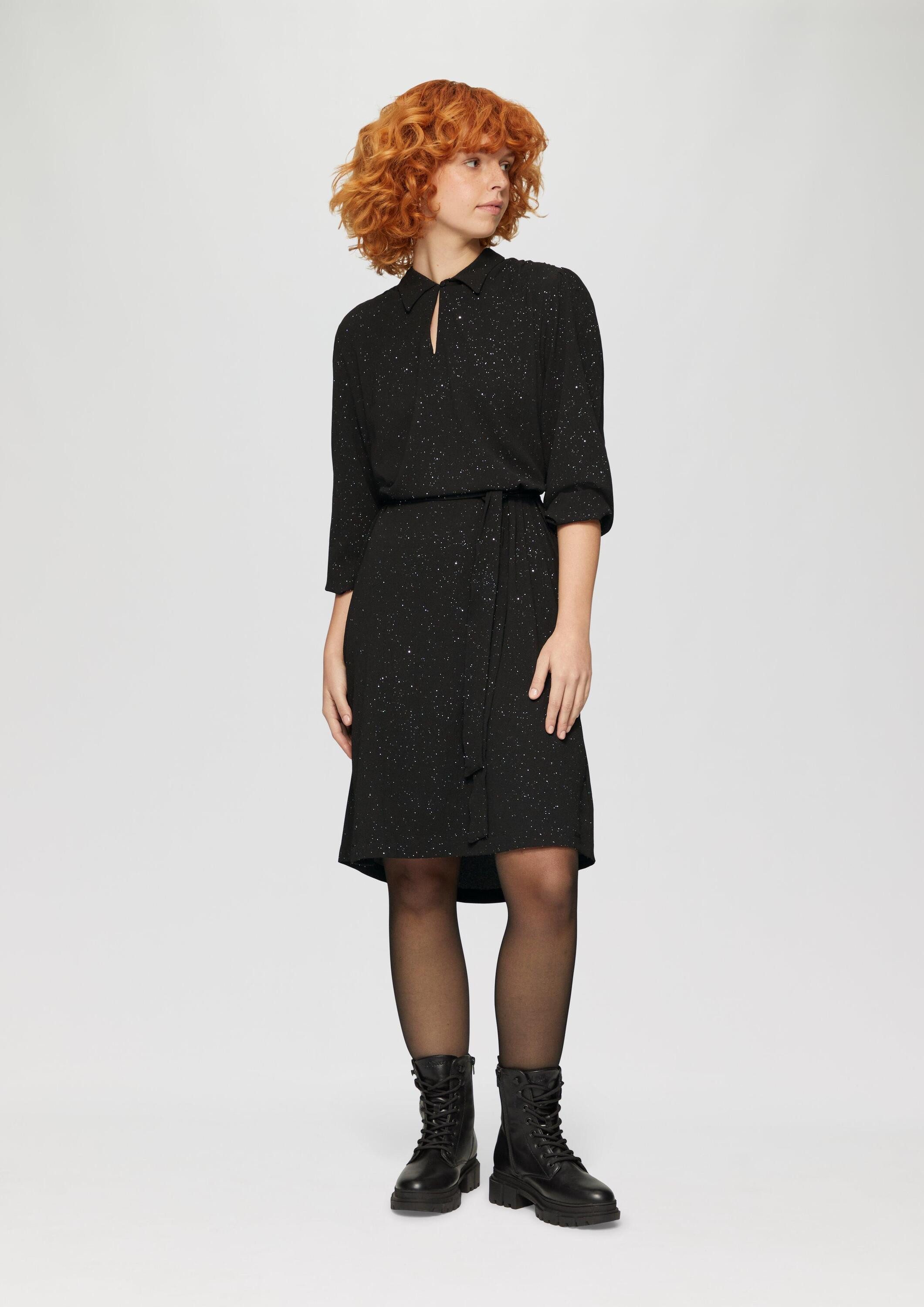 QS Minikleid Kleid Glitzerkleid mit Gürtel und Eingrifftaschen
