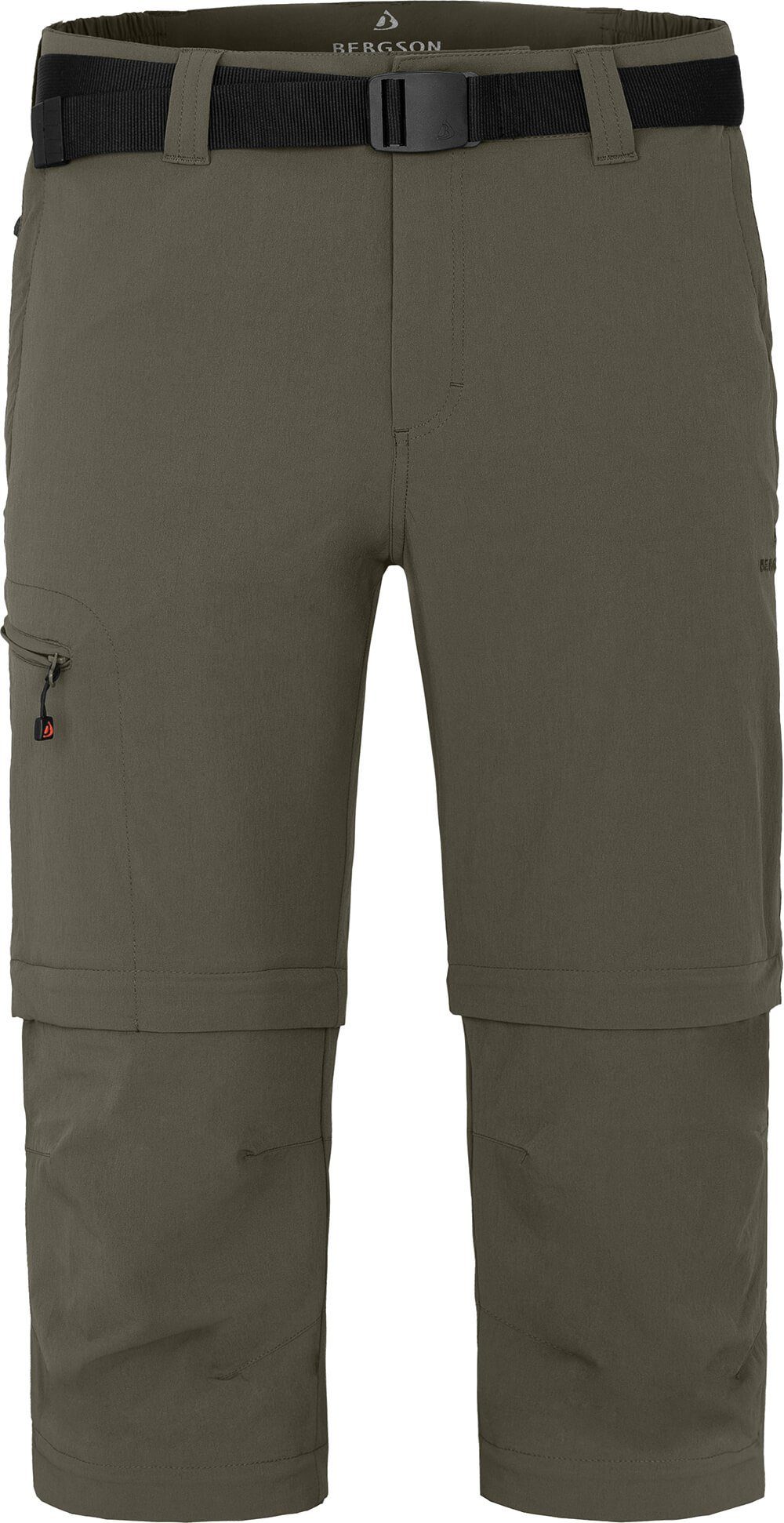 Normalgrößen, pflegeleicht, Zipp-Off Herren grau/grün Doppel Wanderhose, Bergson OSSA vielseitig, Zip-off-Hose