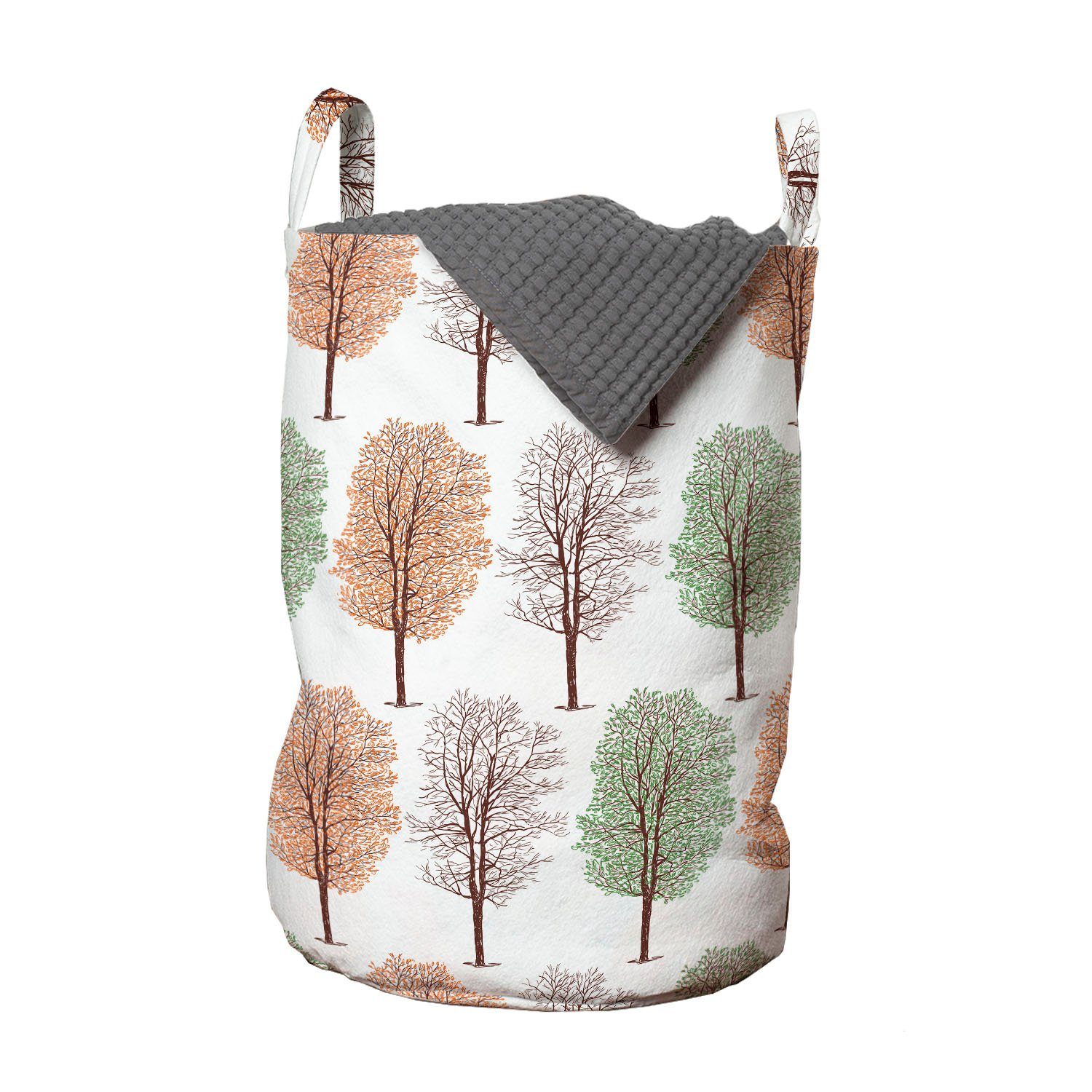 Wäschesäckchen Herbst mit Griffen Kordelzugverschluss Baum-Entwurf Wäschekorb Waschsalons, für Bleistift-Skizze Abakuhaus