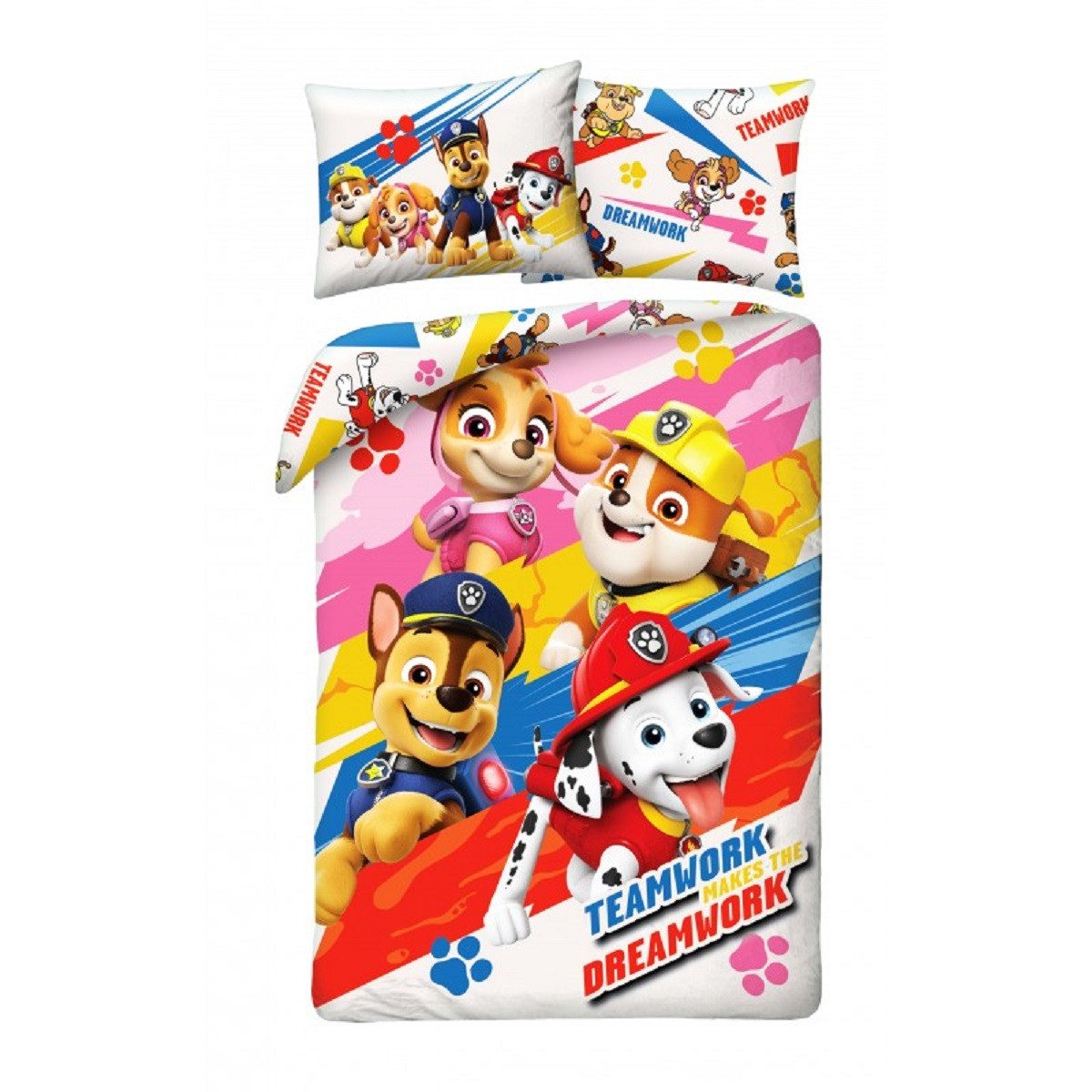 PAW PATROL Bettwäsche Set Baumwolle Bettdeckenbezug 140 × 200 cm mit 70 × 90 cm Kissenbezug, 2 teilig