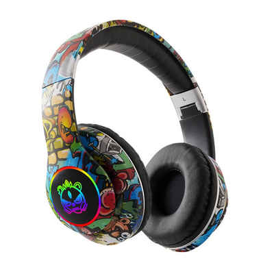 Diida Bluetooth-Kopfhörer,Graffiti Gaming-Headset,RGB-Farblicht Over-Ear-Kopfhörer