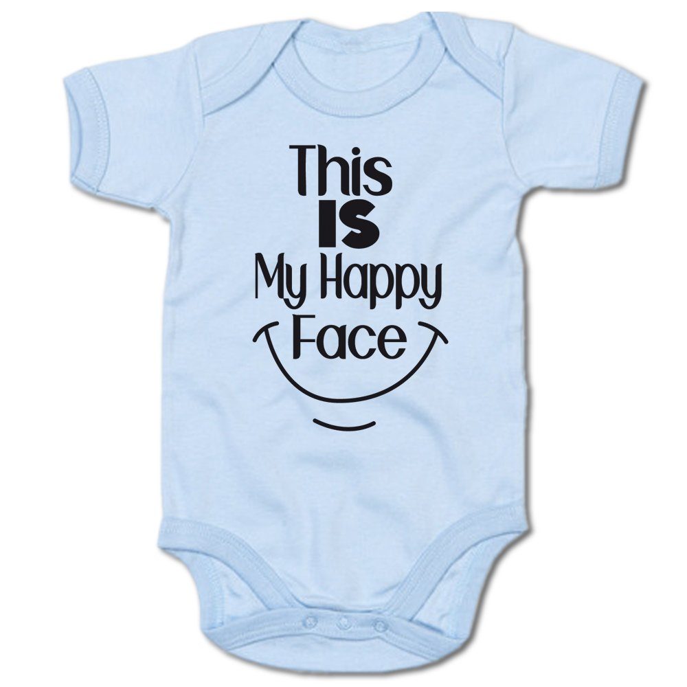 G-graphics Kurzarmbody This is my happy face Baby Body mit Spruch / Sprüche / Print / Motiv