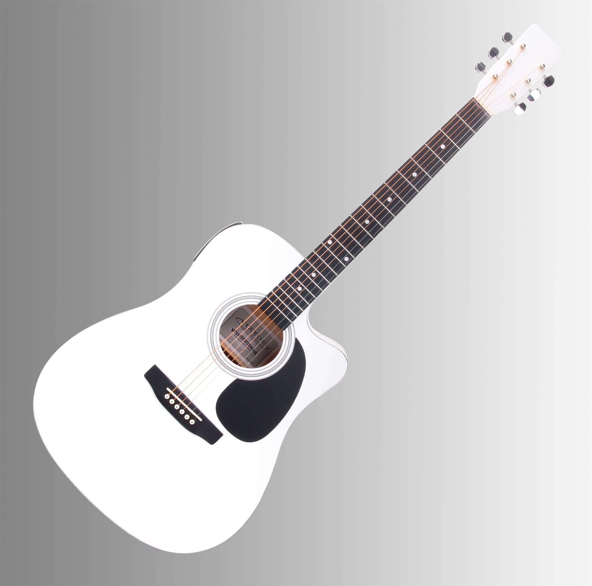 Classic Cantabile Westerngitarre mit Tonabnehmer WS-10-CE, Dreadnought-Style mit Cutaway, Starter-Set, Inkl. Tasche, Plektren, Ersatz-Saiten und Stimmpfeife, 3-Band-EQ (Bass, Middle, Treble) + Presence