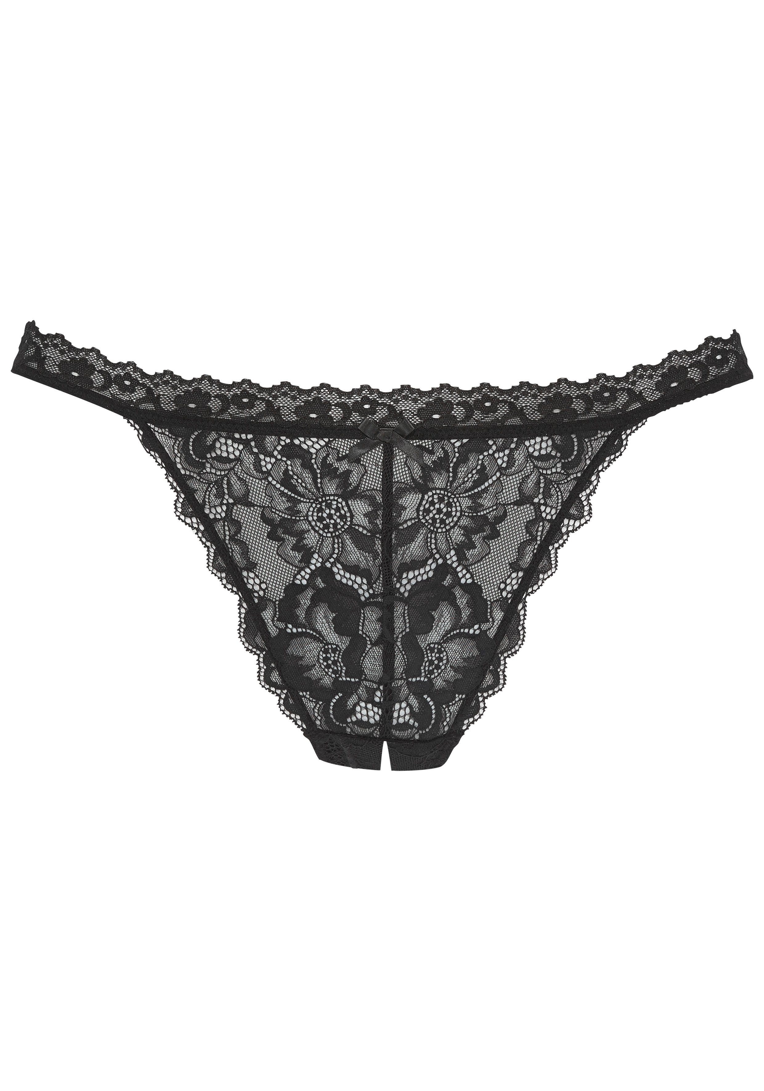 petite fleur gold Tanga-Ouvert rundherum aus floraler Spitze, Reizwäsche