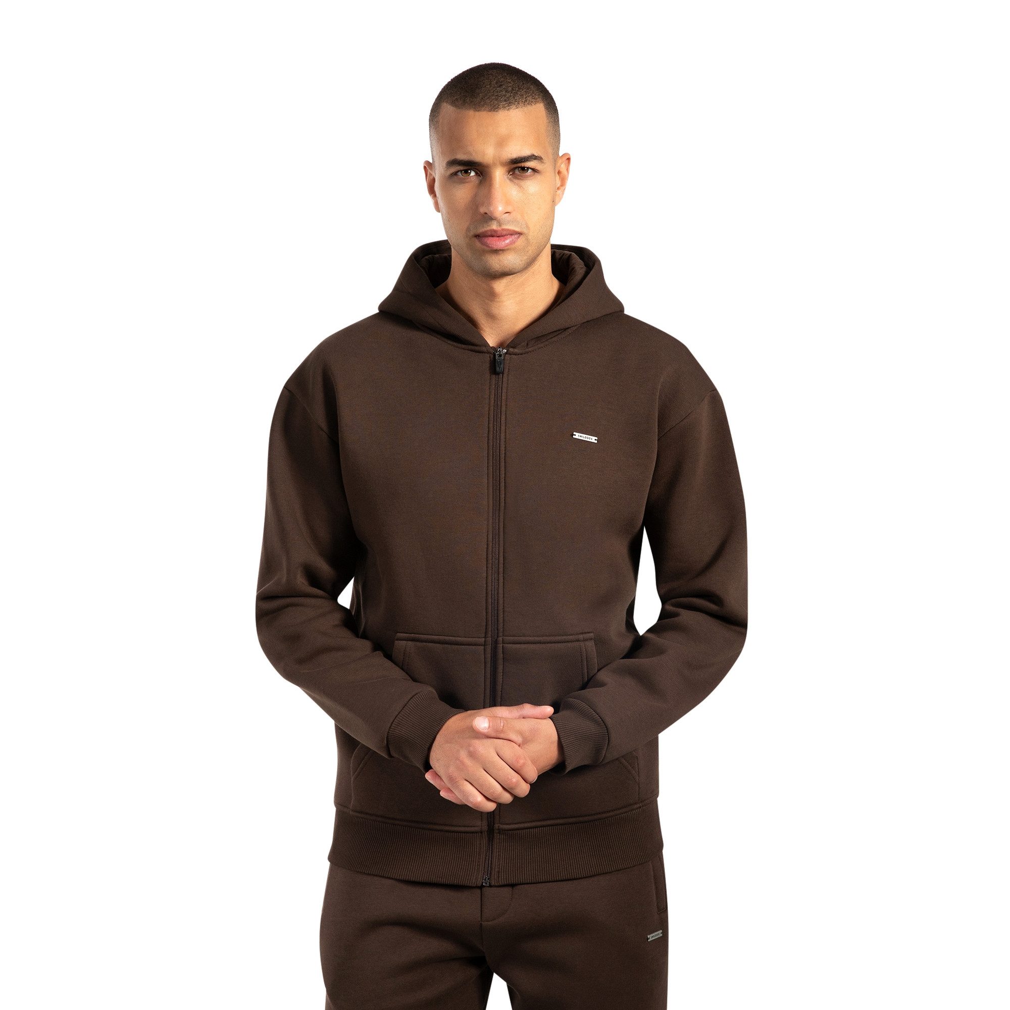 Smilodox Kapuzenstrickjacke Ilyas, Oversize Zip Hoodie, Strickjacke mit Log günstig online kaufen