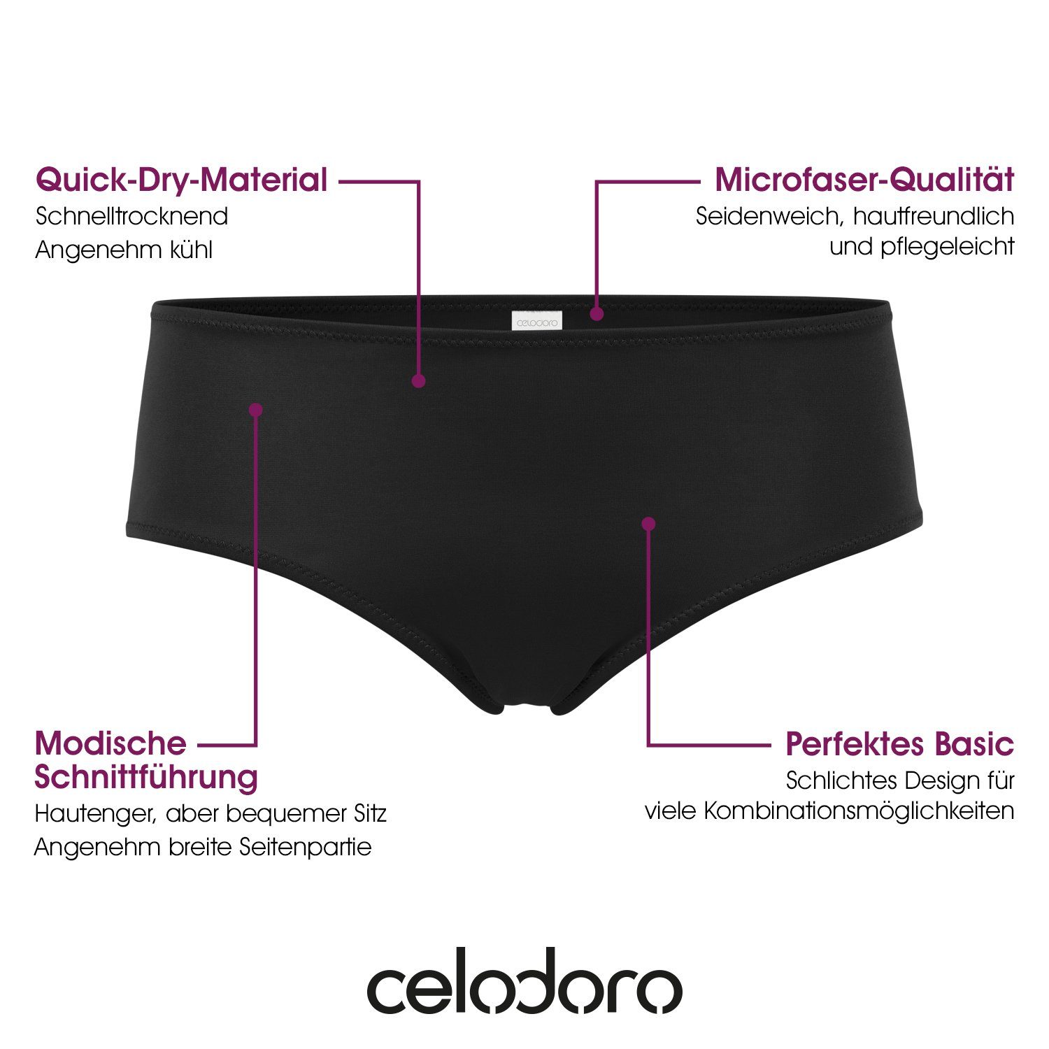celodoro Panty Damen Panty Hipster (6er Pack) Quick Dry-Faser – Bild 3 von 5