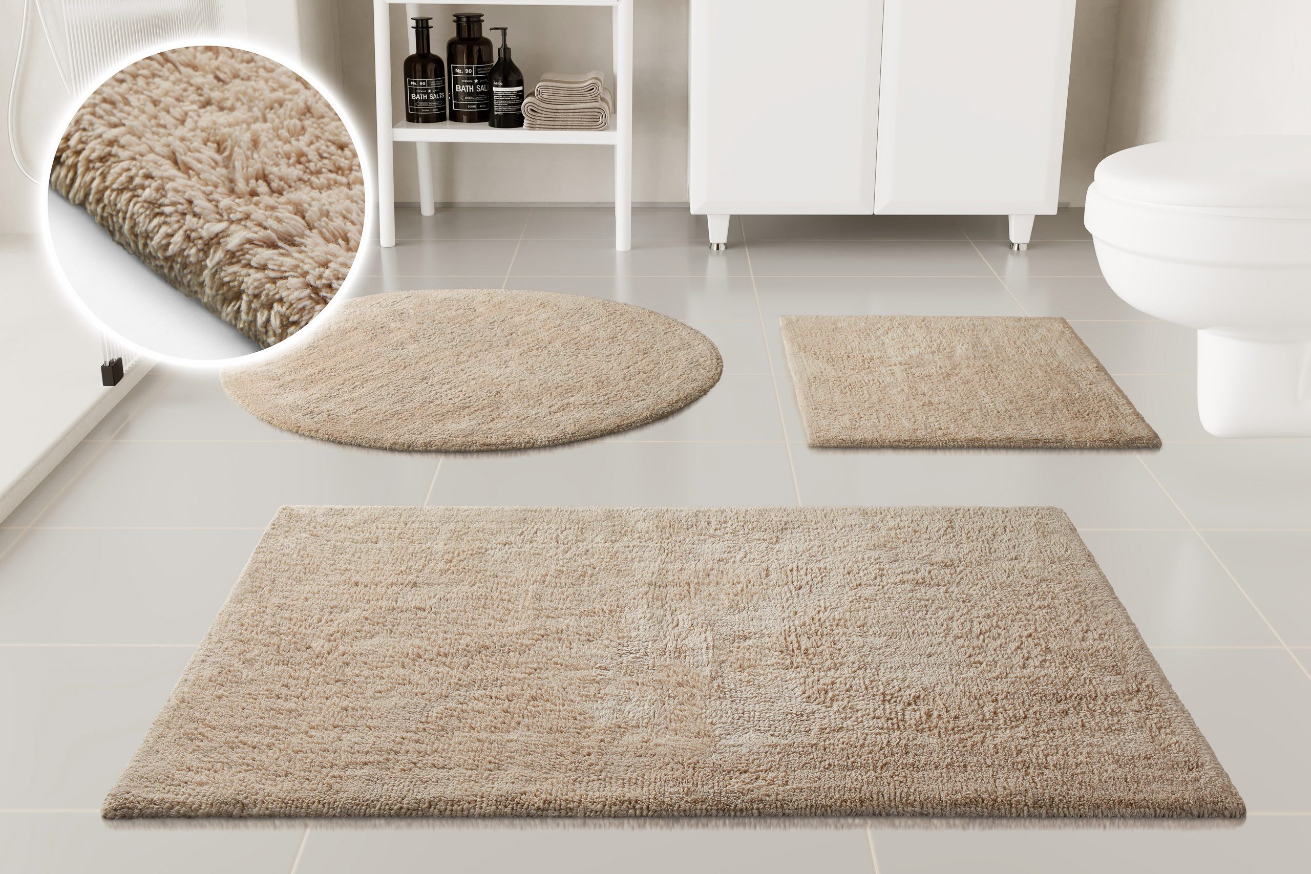 OTTO home Badematte Selenne, Höhe 20 mm, rutschhemmend beschichtet, fußbodenheizungsgeeignet, Baumwolle, rechteckig, Badteppich, getuftet, modern, Uni, antirutsch, flauschig, Baumwolle