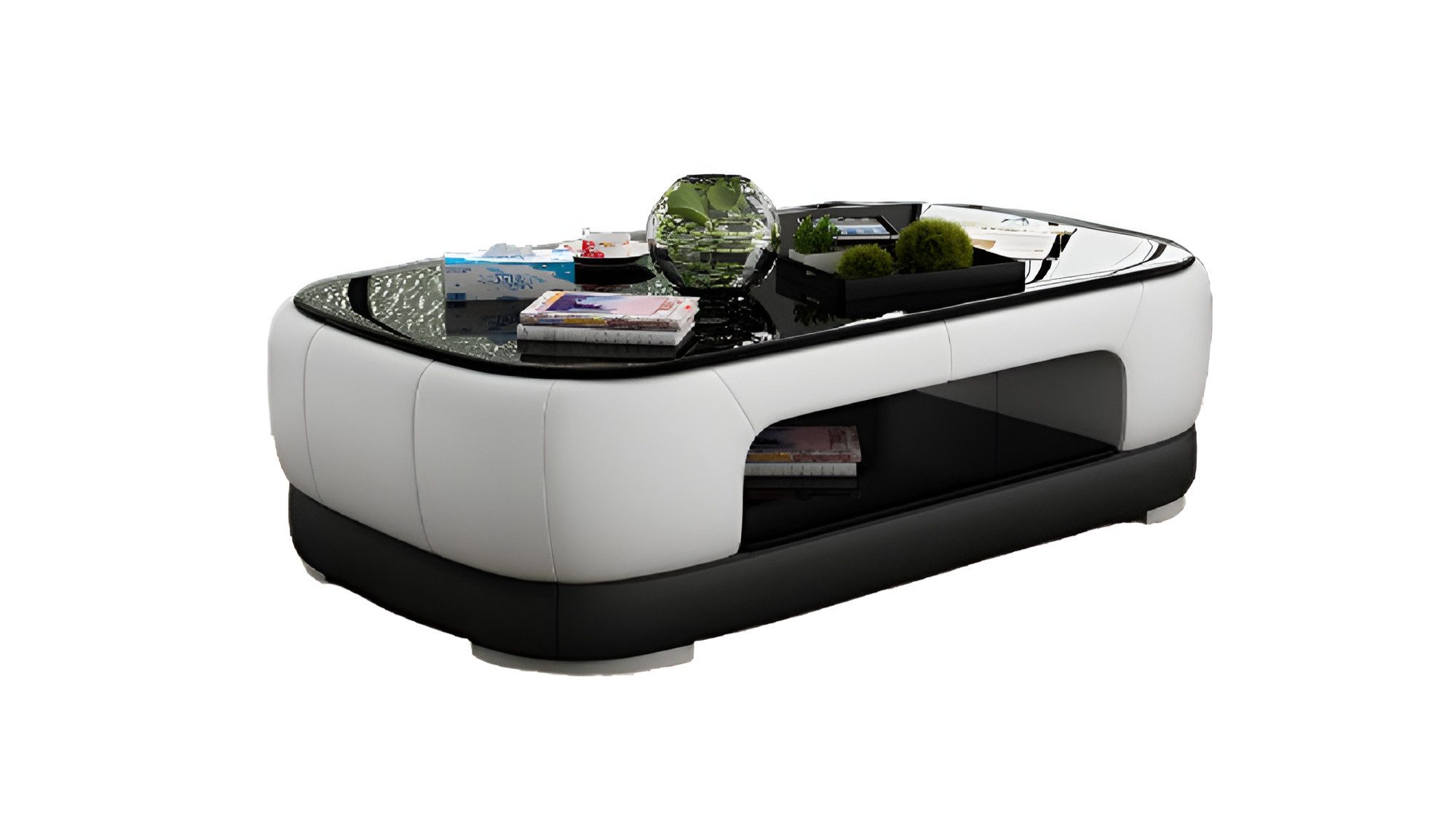 Xlmoebel Couchtisch Gepolsterter Tisch mit Glasplatte und elegantem Design (Packung, 1-St., Couchtisch CT9009), Hergestellt in Europa