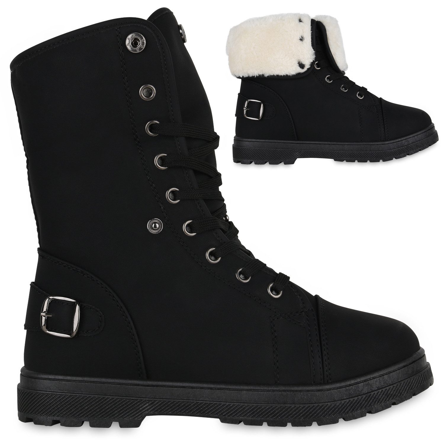 VAN HILL 840859 Sneaker Damen Sneaker High Chloe Warm gefütterte Winterschuhe mit Schnallen – Bild 2 von 4
