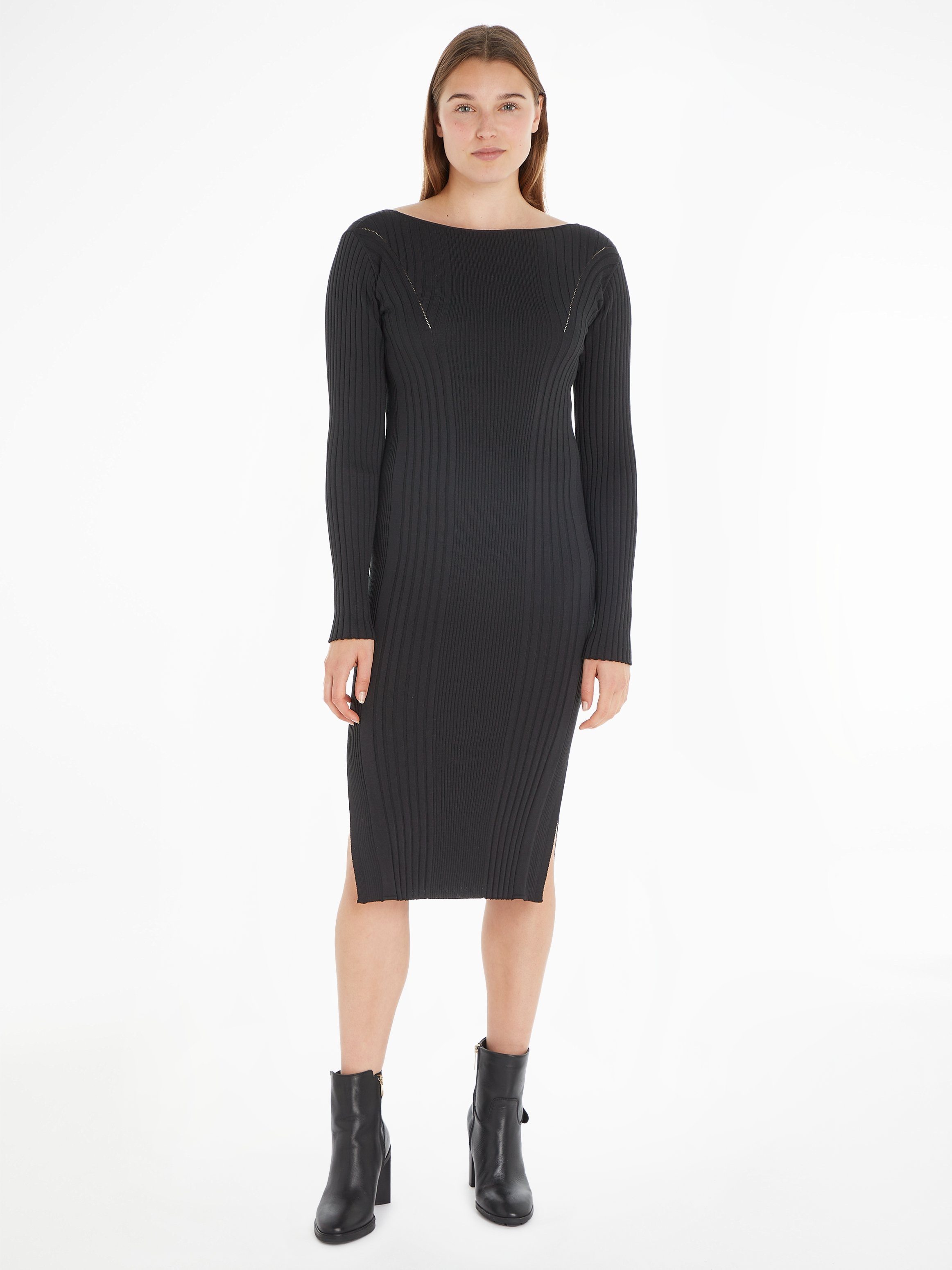 Calvin Klein Bleistiftkleid ICONIC RIB OPEN BACK DRESS | Jerseykleider