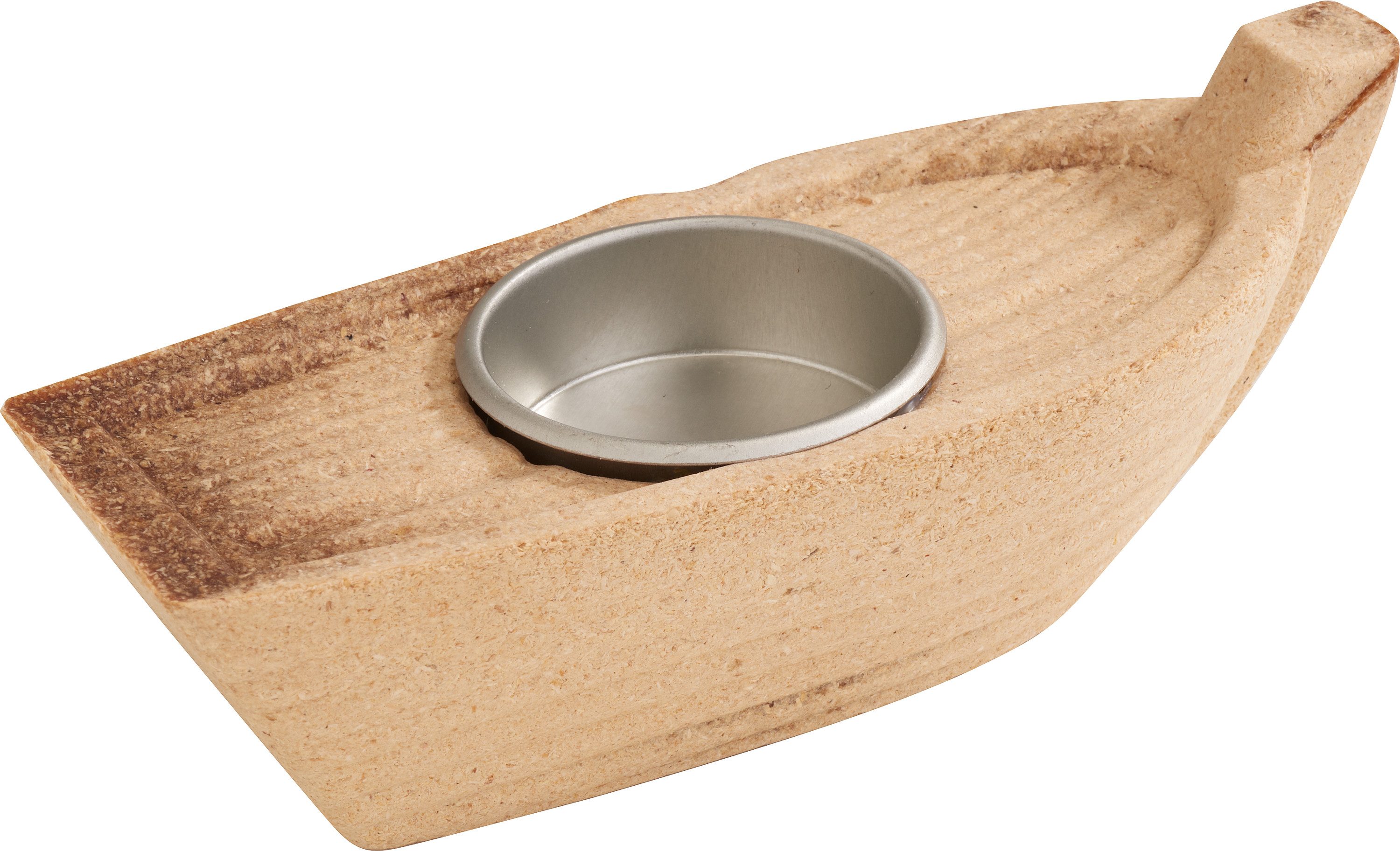 VBS Teelichthalter Teelichthalter Holz-Boot, ca.B 13,5 x T 5,5 x H 4,5 cm