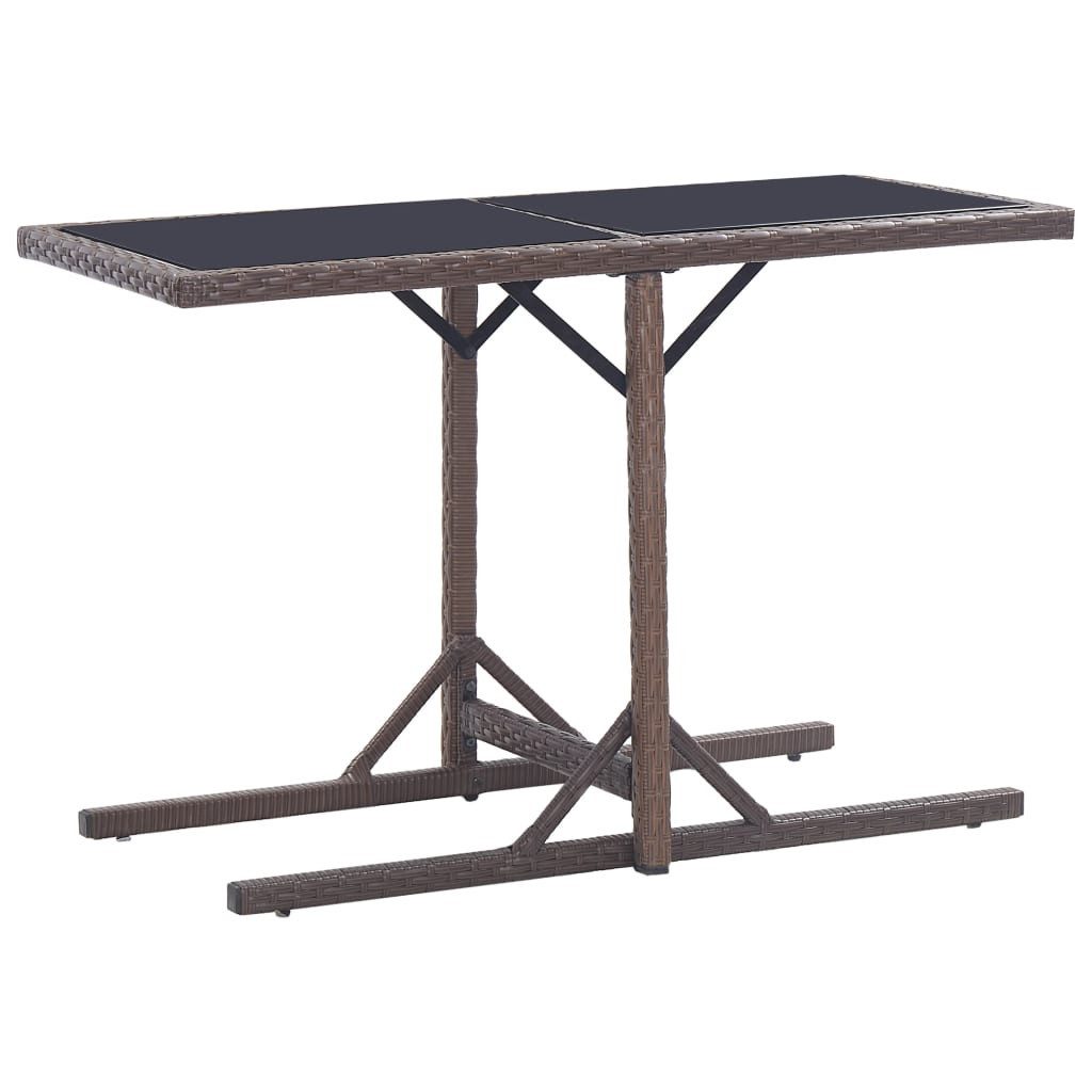 Gartentisch Gartentisch Braun 110×53×72 cm Glas und Poly Rattan