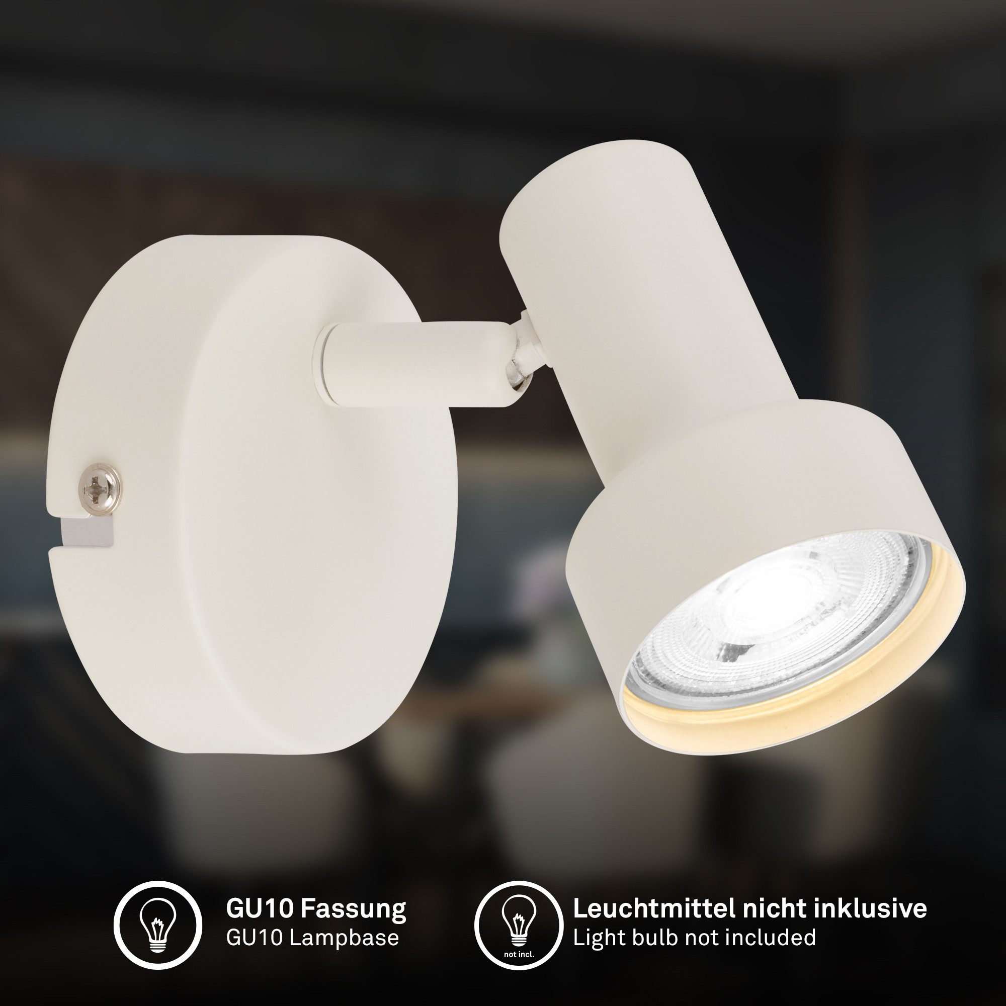 Briloner Leuchten Deckenspot LED Wandlampe Innen Wohnzimmer GU10, exkl. Leuchtmittel, ohne Leuchtmittel, 2700K - Extra - Warmweiß, Wandlampe, 12x8x12,3cm, Schwarz, max.40W, GU10, Innen, Wohnzimmer