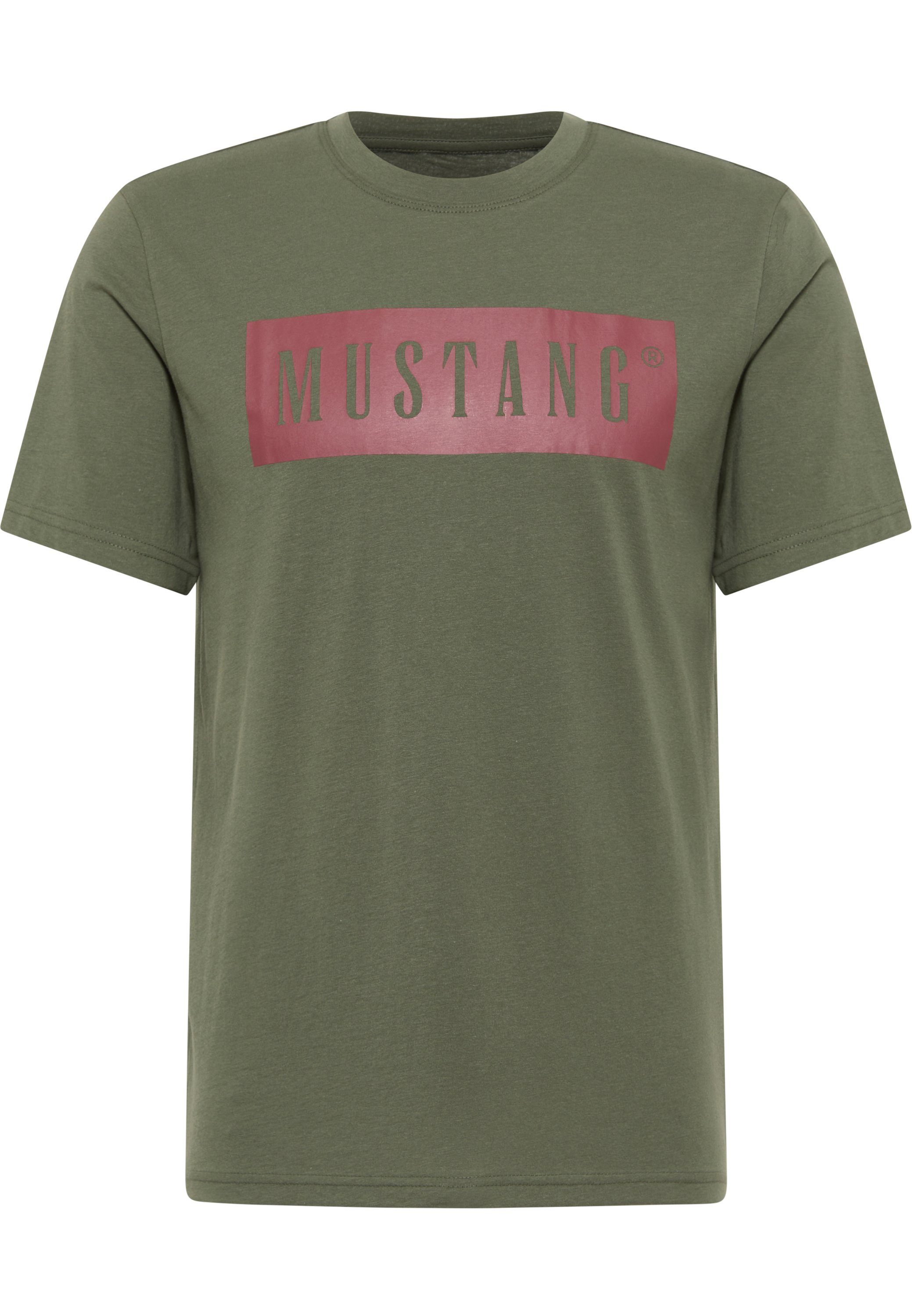 MUSTANG Kurzarmshirt Mustang Print-Shirt grün