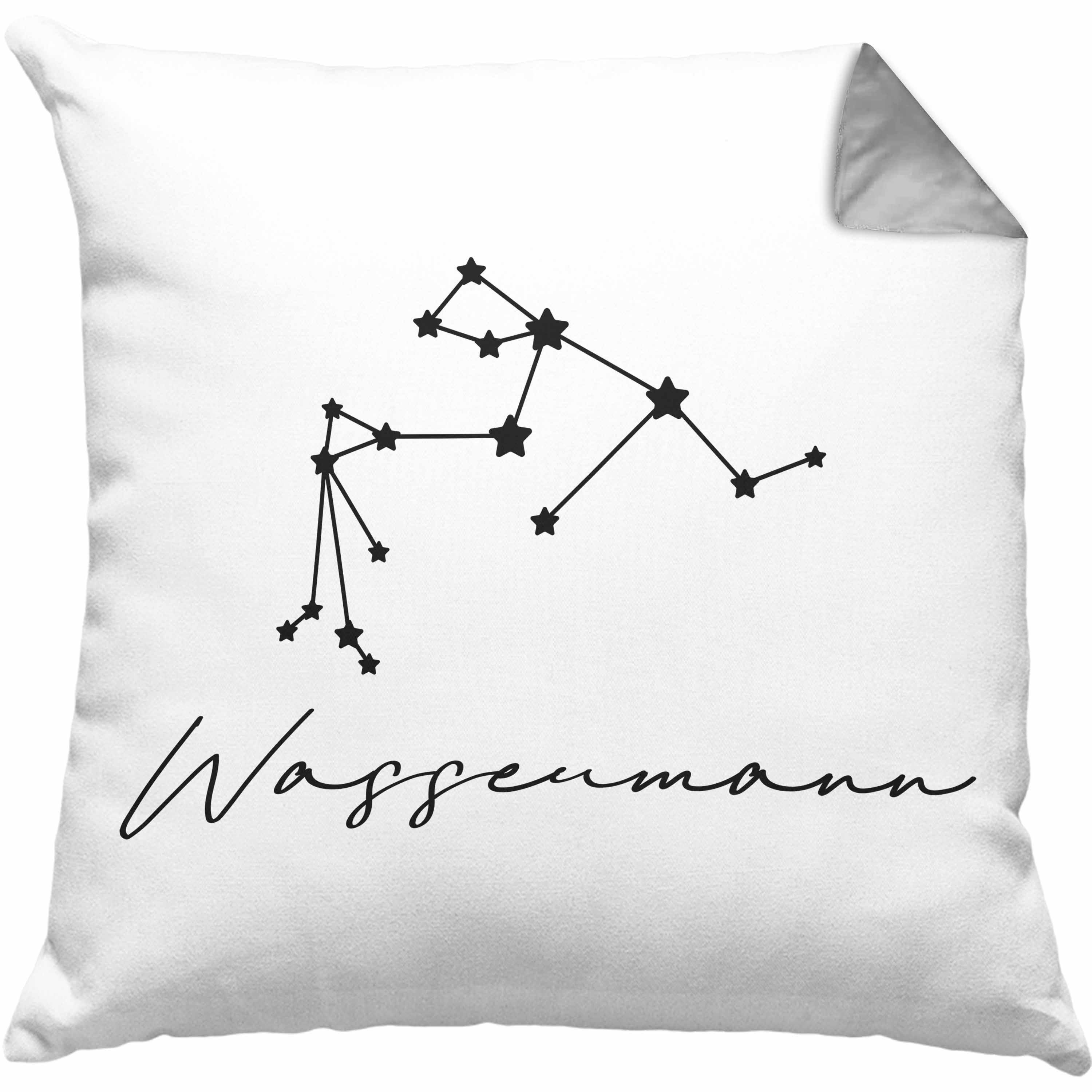Trendation Dekokissen Wassermann Sternzeichen Kissen mit Füllung 40x40 Geschenk Horoskop Tie