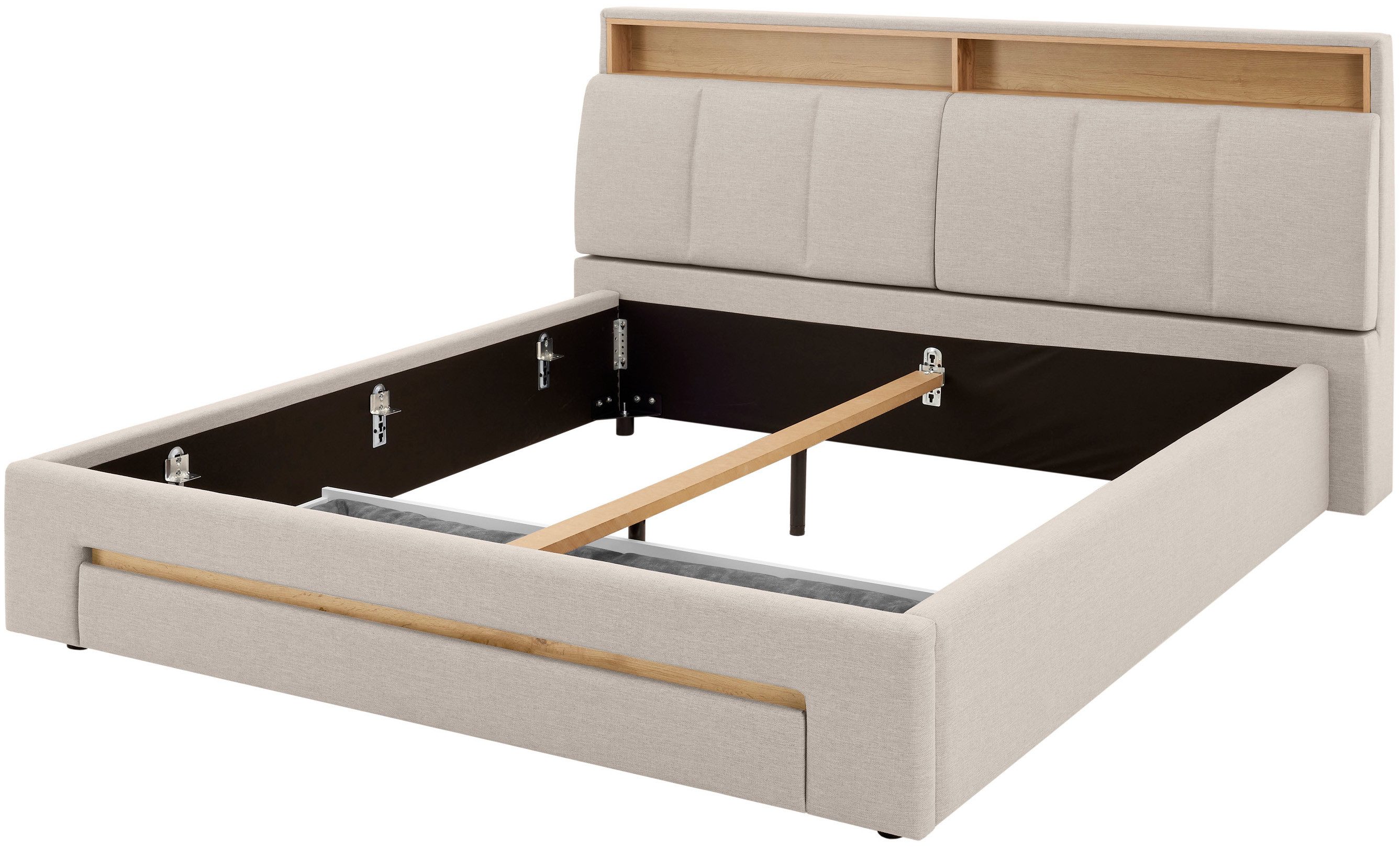 Home affaire Polsterbett CiTY/GiRON, gepolstertes Stauraumbett, mit LED Beleuchtung, Bettkasten mit Hundebett oder als Stauraum, klappbare Kopfteile