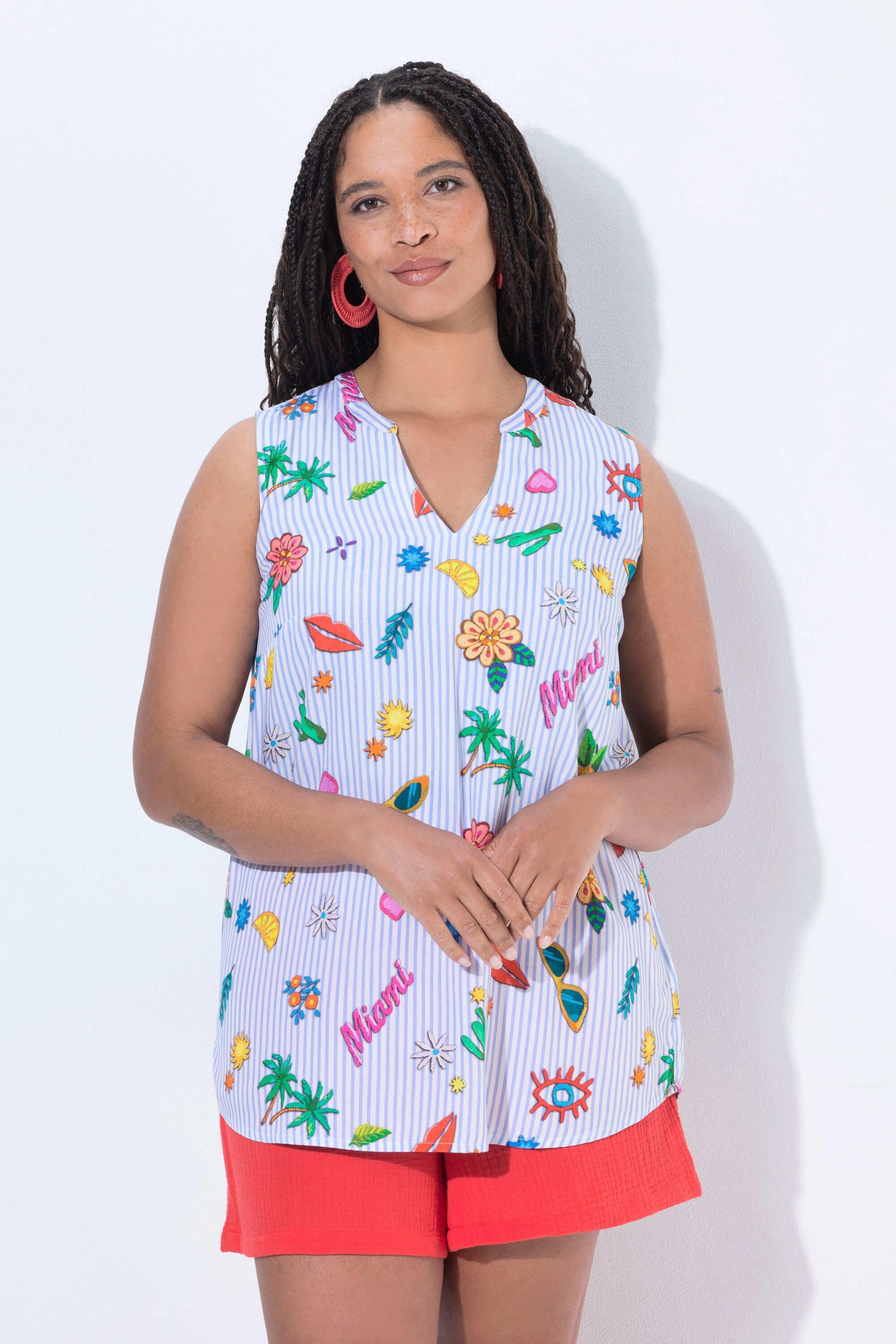 Angel of Style Spitzenbluse Blusentop ärmellos Sommer-Muster