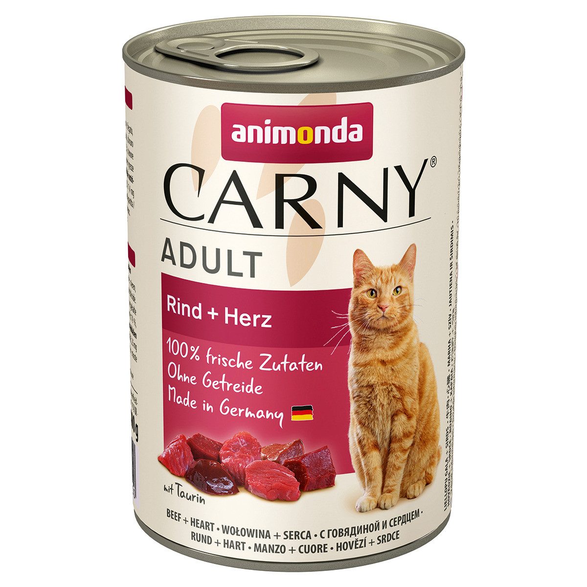 Animonda Carny Adult Rind + Herz 400 g - 6 Stück, Nassfutter für: Katze