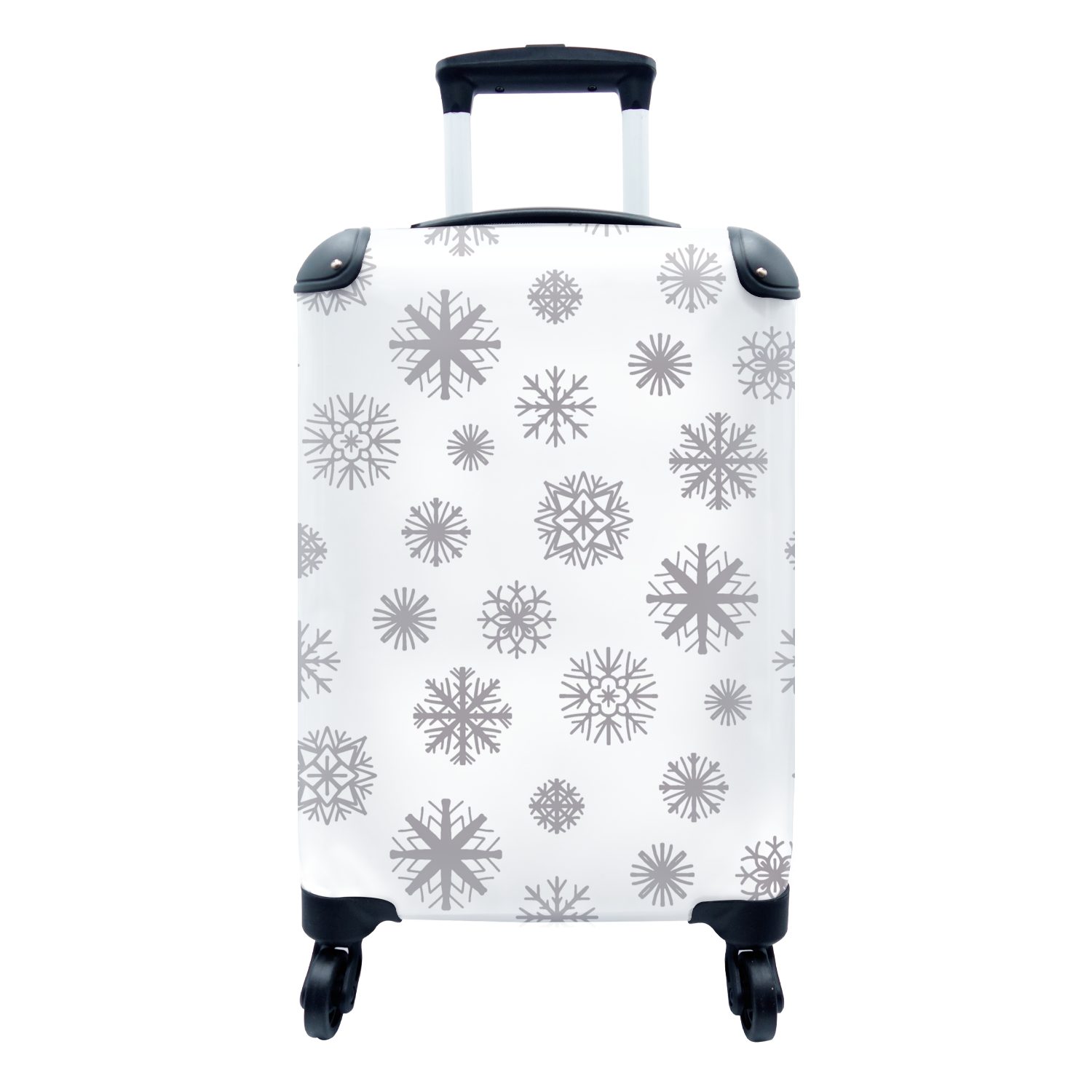 MuchoWow Handgepäckkoffer Schneeflocke - Design - Winter, 4 Rollen, Reisetasche mit rollen, Handgepäck für Ferien, Trolley, Reisekoffer