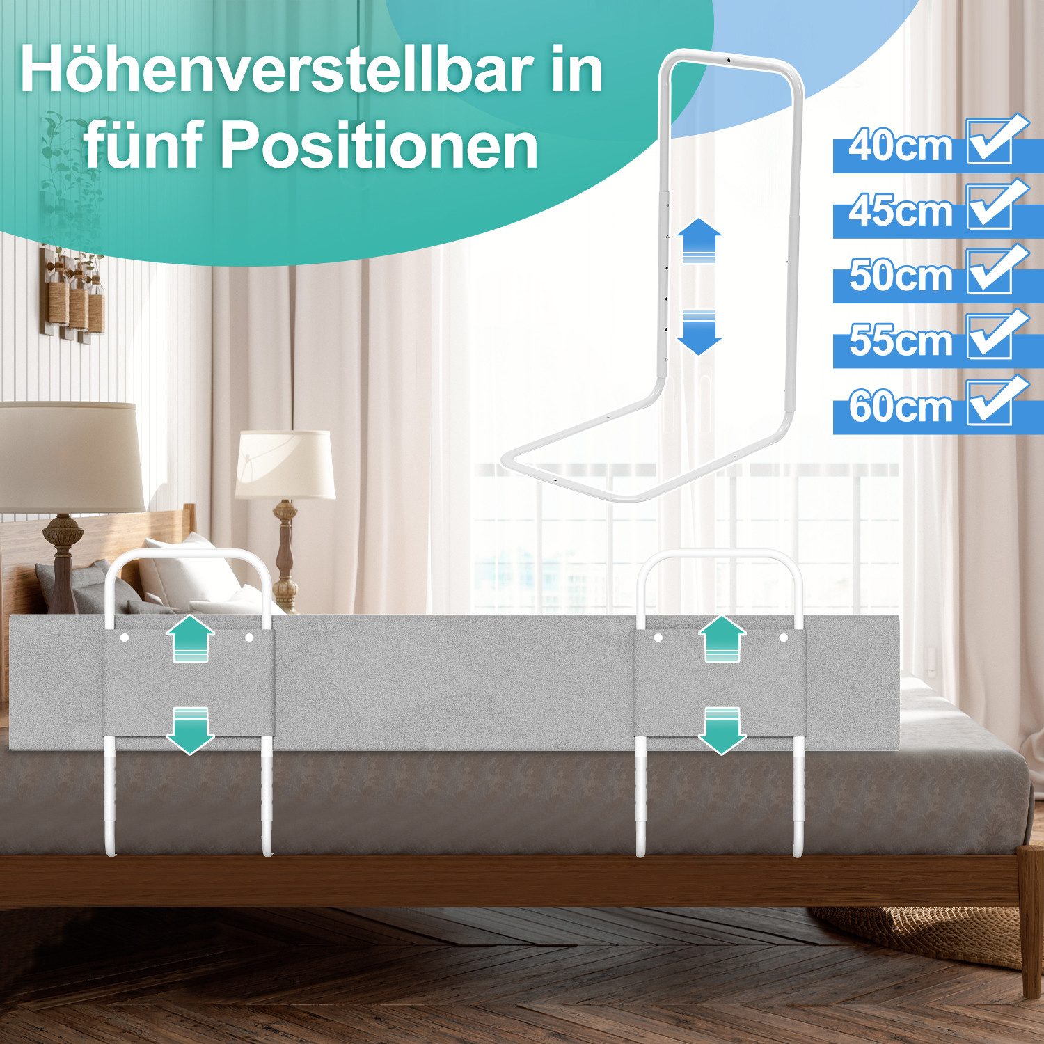Clanmacy Bettschutzgitter Rausfallschutz Bett 5-Loch Höhenverstellbar günstig online kaufen