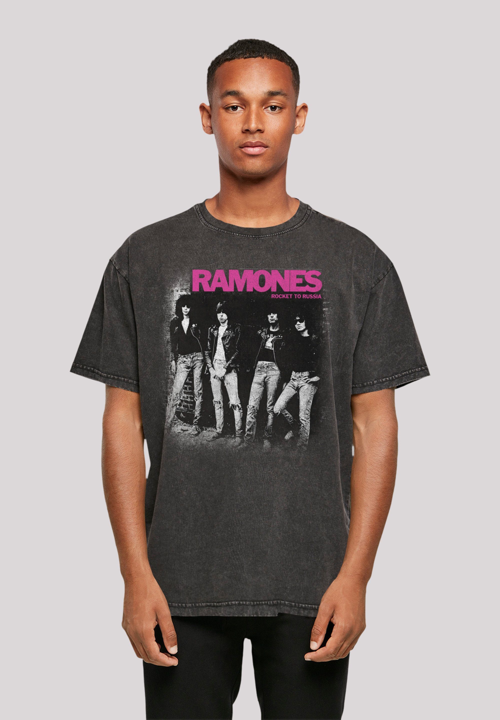 Sonderpreismarke F4NT4STIC T-Shirt Ramones Rock Rocket Band Russia schwarz Faded Musik Band, Qualität, Rock-Musik To Premium
