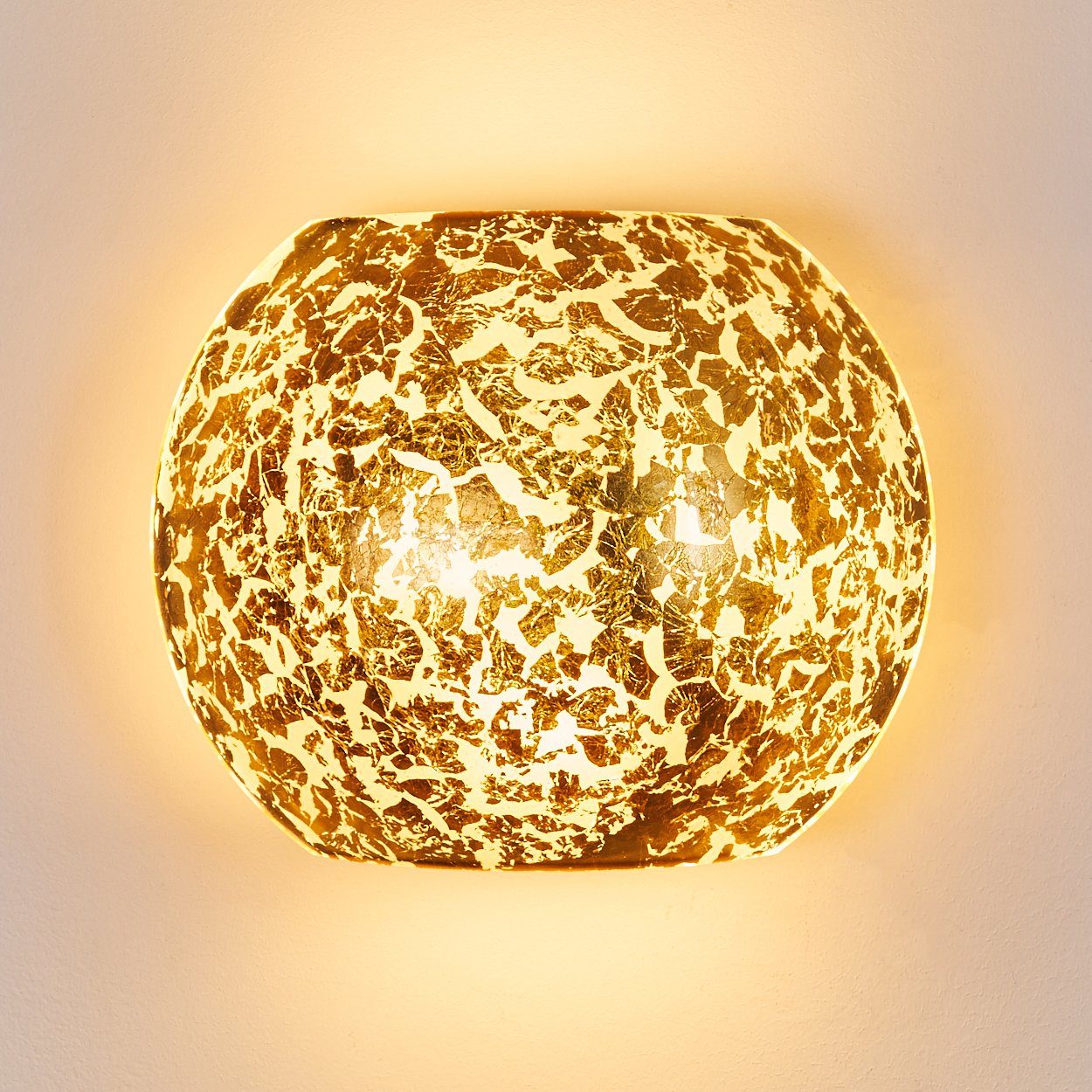 Lichteffekt Gold, »Sorano« Leuchtmittel, ohne Wandlampe Down-Effekt, Wandleuchte & hofstein Blattgold-Optik in mit aus mit Up E27, Metall/Glas