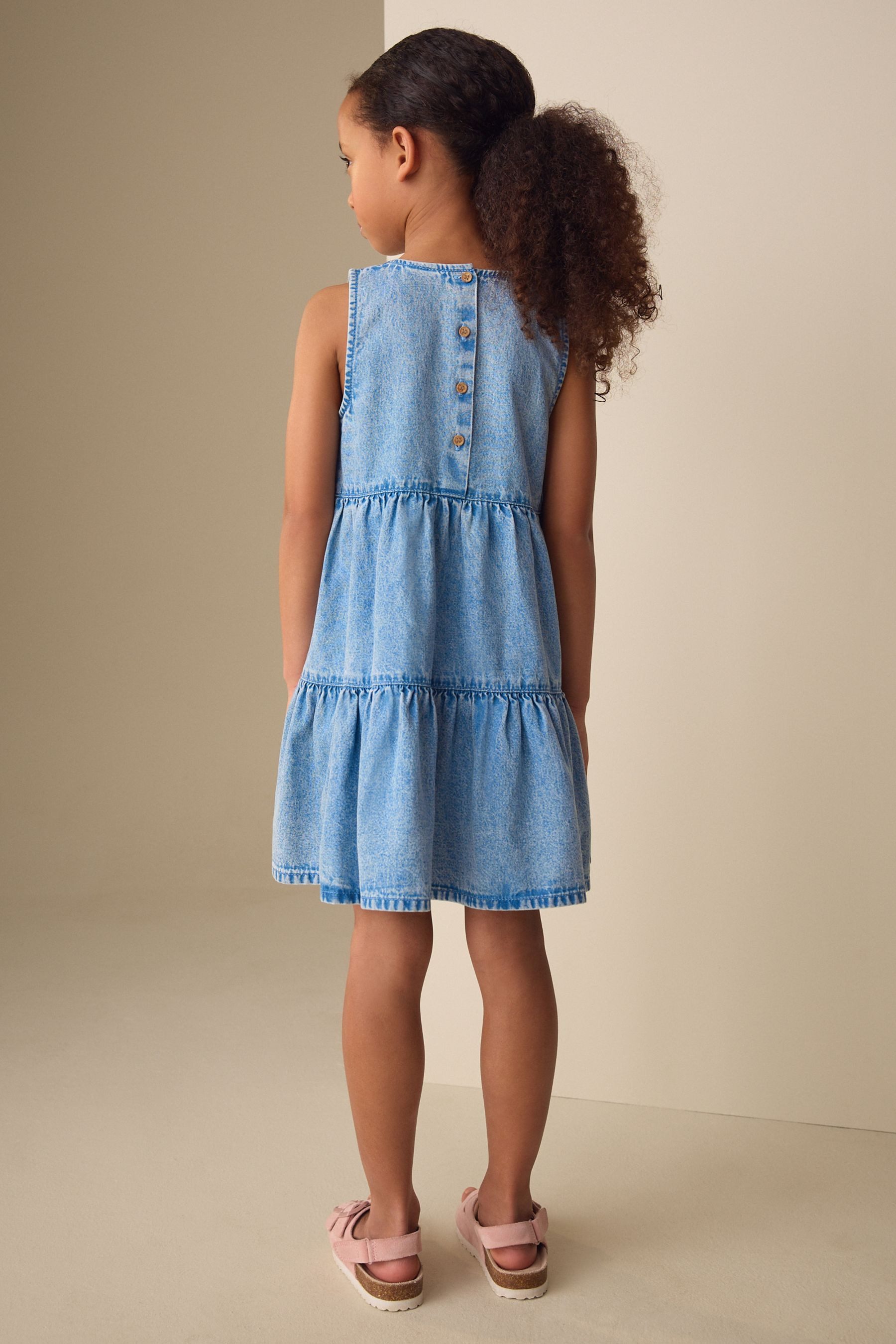 Next Jeanskleid Denim-Stufenkleid mit Stickereien (1-tlg)