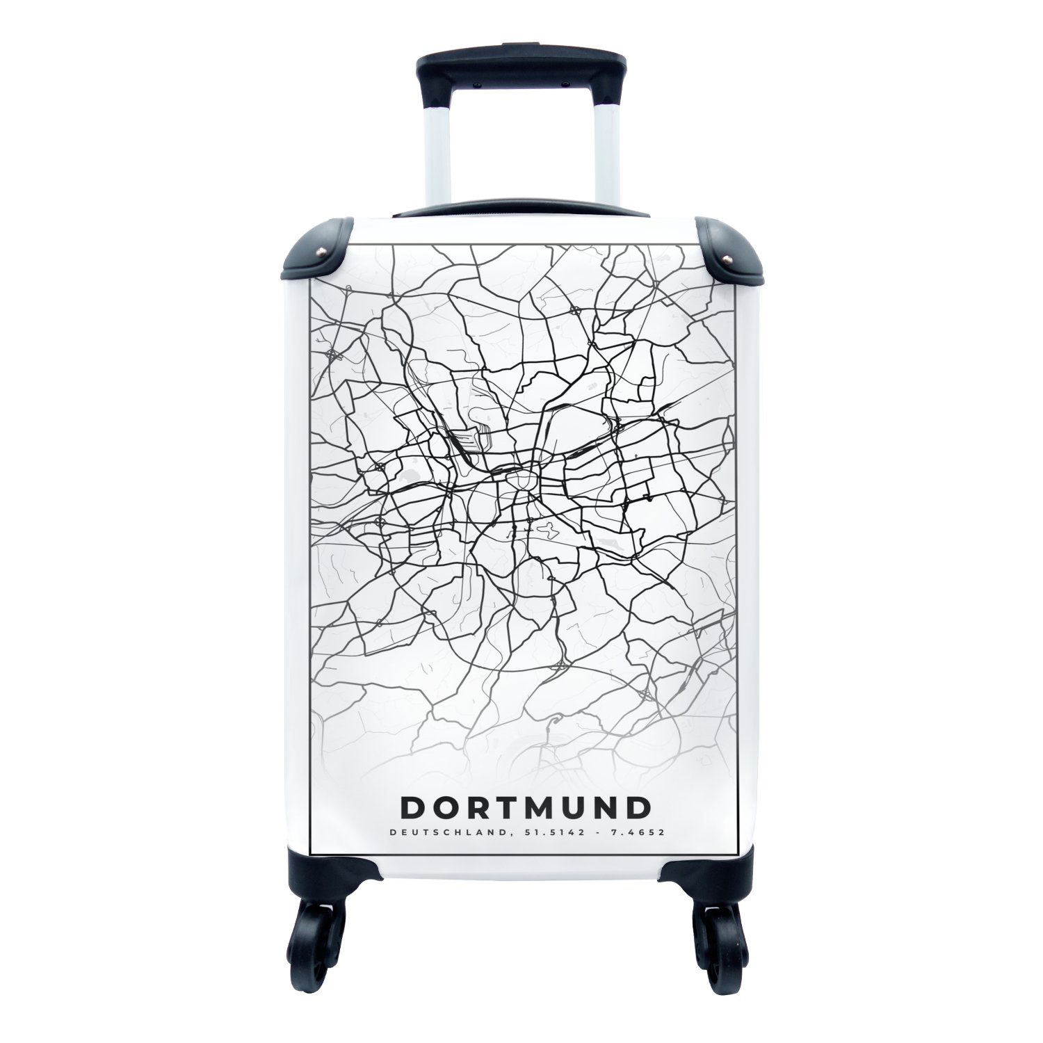 - Handgepäckkoffer Stadtplan, Ferien, für Reisekoffer Reisetasche Rollen, 4 - Dortmund Handgepäck Karte MuchoWow rollen, mit Trolley,