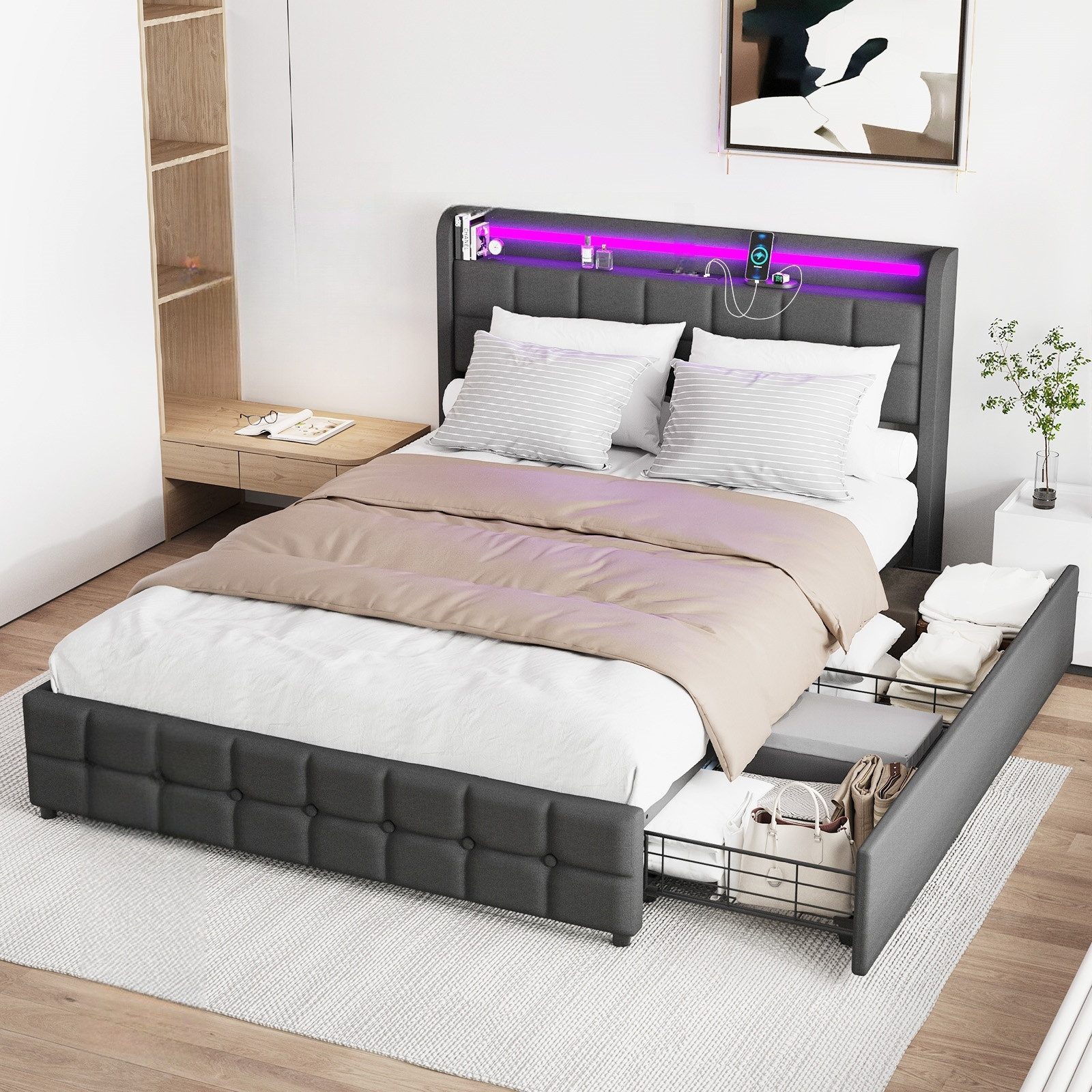 LETGOSPT Polsterbett Doppelbett 140x200 cm, Polsterbett günstig online kaufen