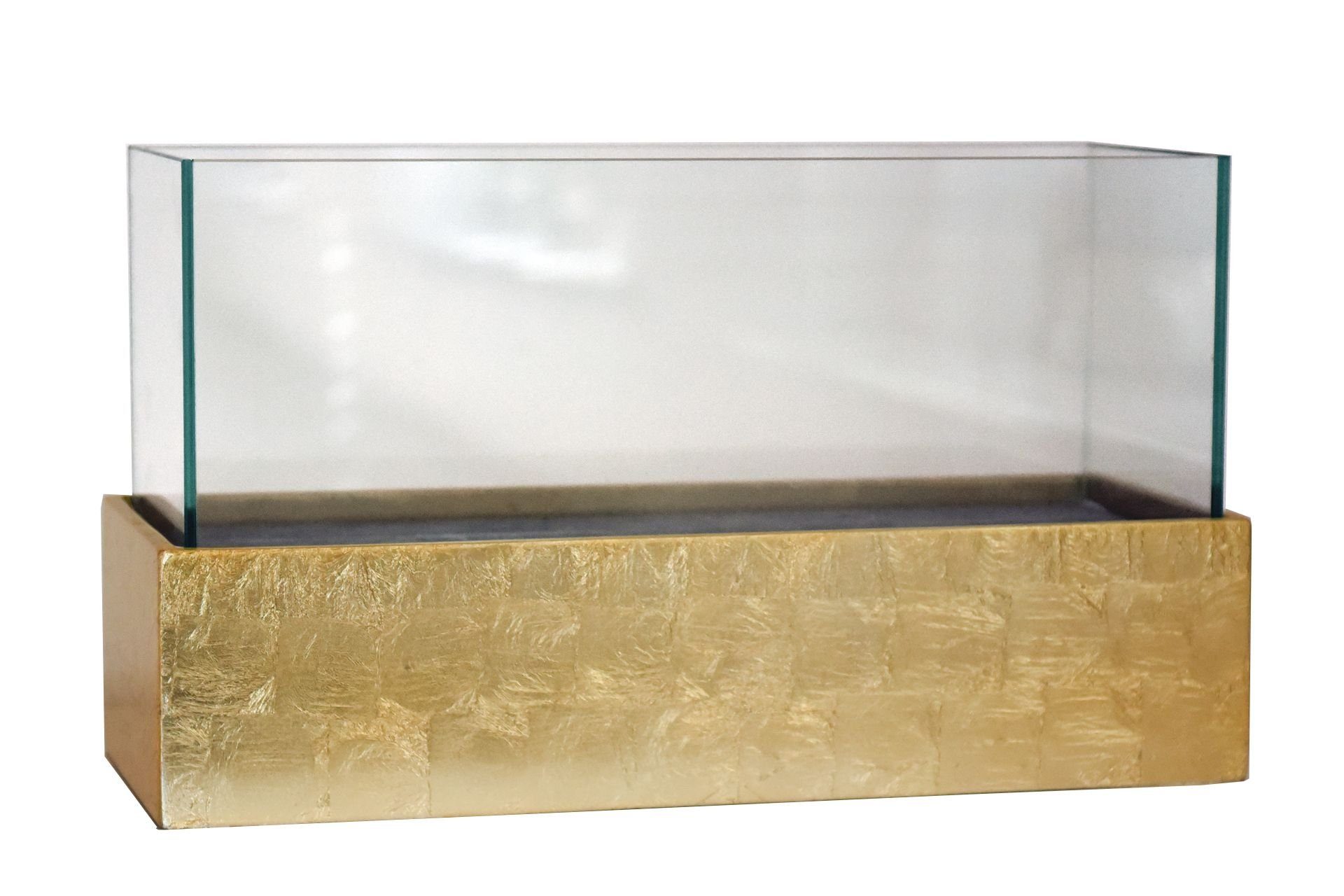 VIVANNO Windlicht Deko-Windlicht Kerzenhalter rechteckig CANDELITO Gold  Hochglanz - 50x20x29 cm