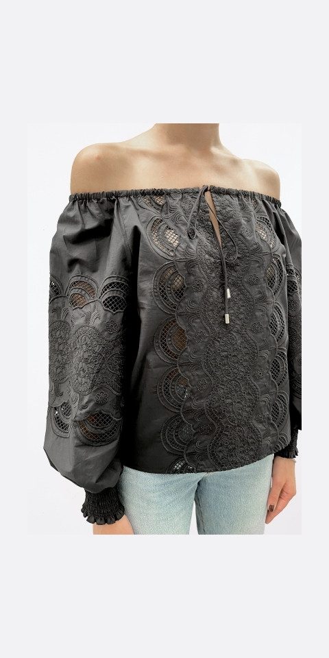 Liu Jo Tunikashirt - schulterfreie Liu Jo Tunikabluse mit Stickerei