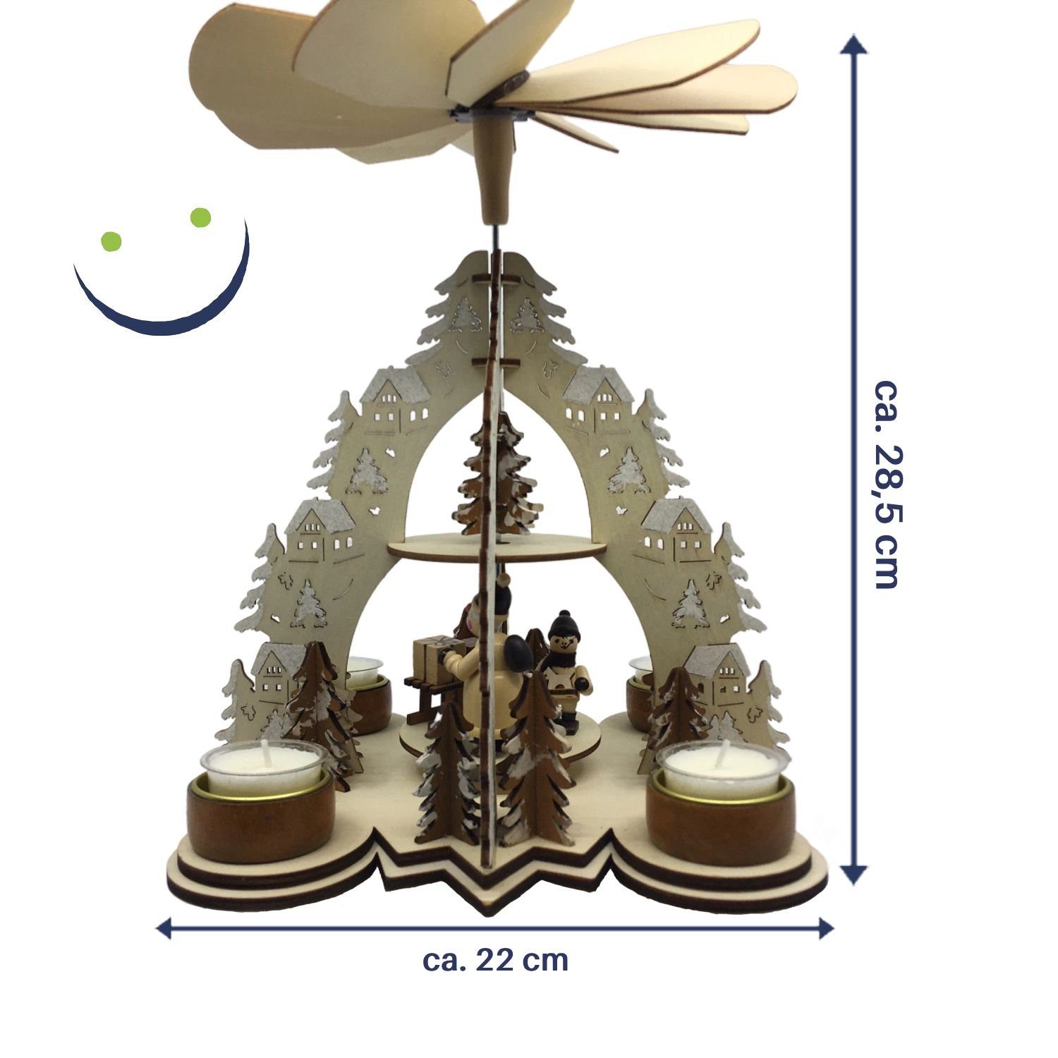 Weihnachtspyramide Maße x Teelichthaltern 4 28 Gravidus ca. Etagen zwei Weihnachtspyramide 28,5 cm