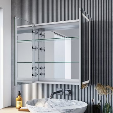 SONNI Spiegelschrank spiegelschrank bad mit beleuchtung 65 breit, Badezimmer, Aluminum Beschlagfrei mit Touchschalter