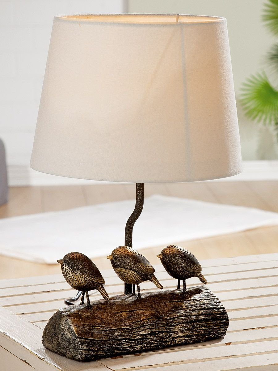 Dekoobjekt Gilde Lampe Tischlampe Vögel Poly Woody GILDE