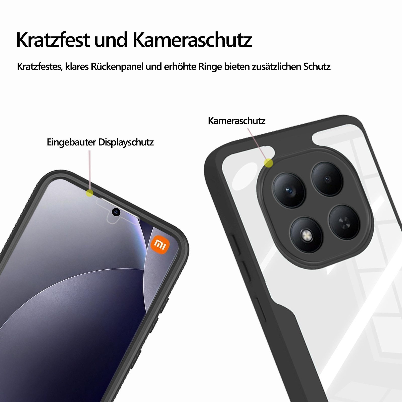 betterfon Handyhülle für Xiaomi Redmi Note 15 Pro+ / Poco M8 Pro 5G, 360° mit Dispayfolie, Vollschutz Case mit integriertem Displayschutz und klarer Sicht – Bild 5 von 5