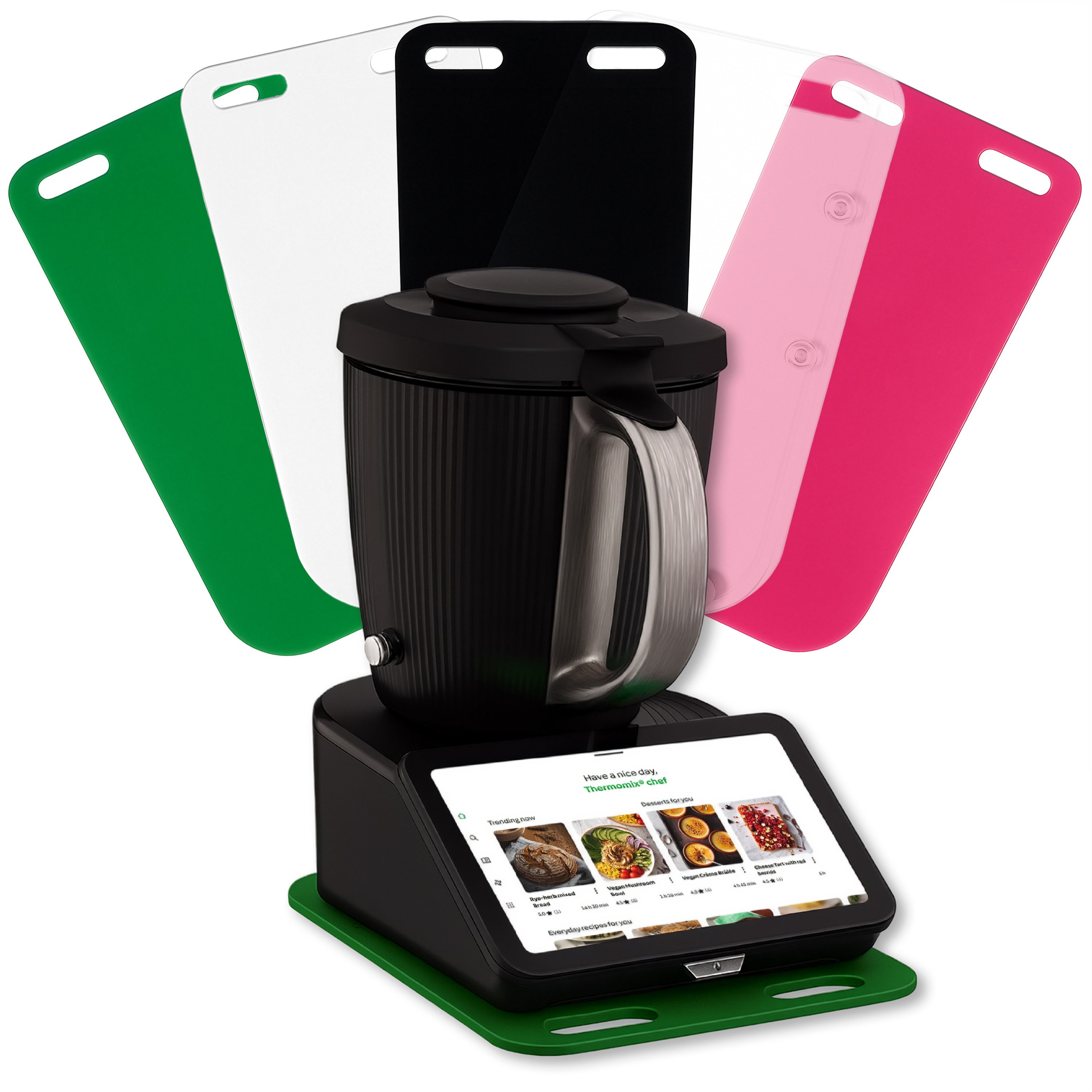 AREA17 Küchenmaschinen Zubehör-Set Acryl Gleitbrett für Thermomix TM7, 46x25cm, Farbwahl, Zubehör für TM7, stabiler Stand durch Gummifüße & leichtes Verschieben, dank Teflongleitern, einfache Handhabung, passend für jede Küche