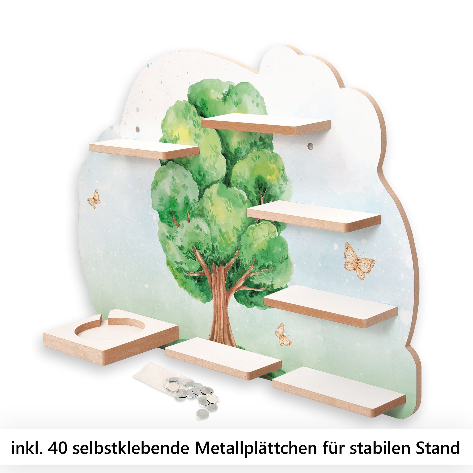 Kreative Feder Wandregal TONIES Baum, für und MUSIKBOX-REGAL Metallplättchen 40 inkl. TONIE-BOX