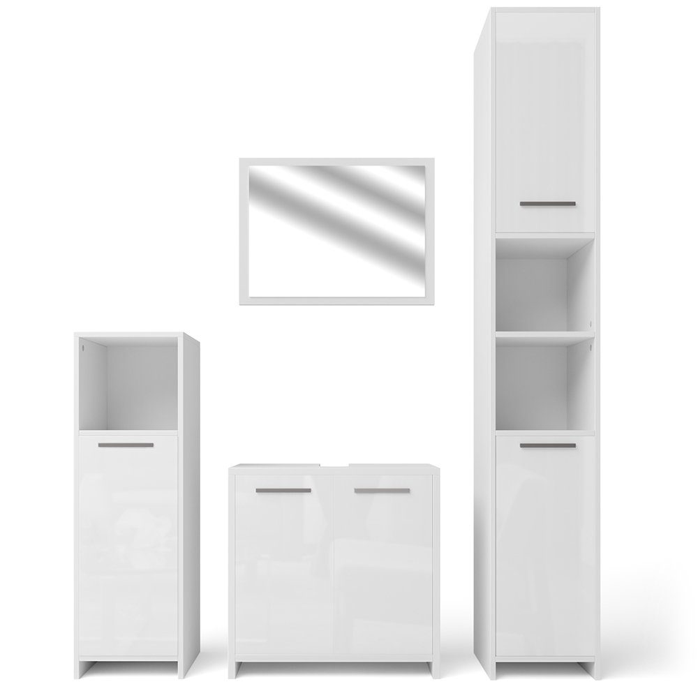 Vicco Badmöbel-Set Kiko, Weiß Hochglanz, 4 günstig online kaufen