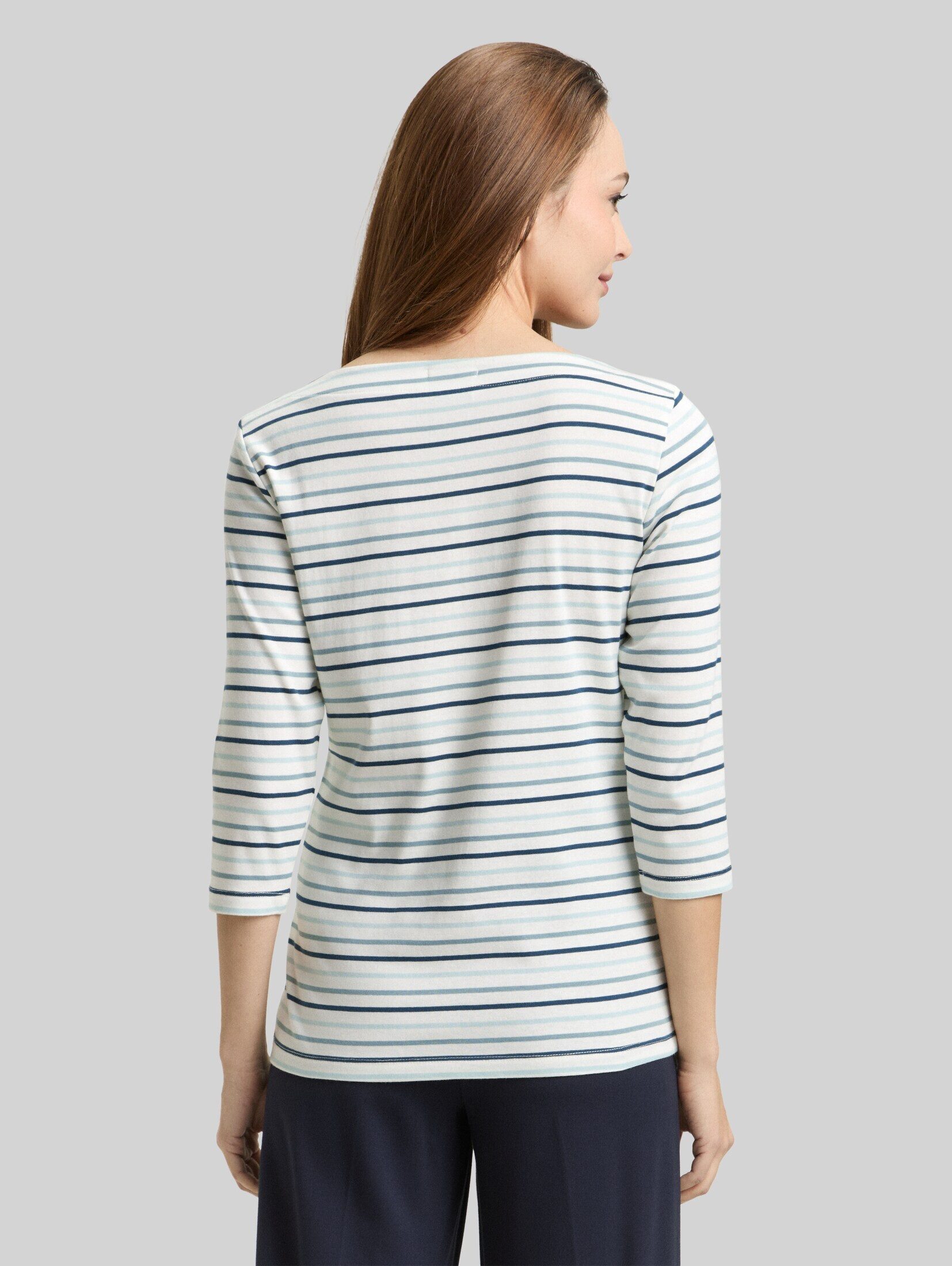 TOM TAILOR 3/4-Arm-Shirt T-Shirt (im Einserpack) Langarmshirt mit Streifenmuster