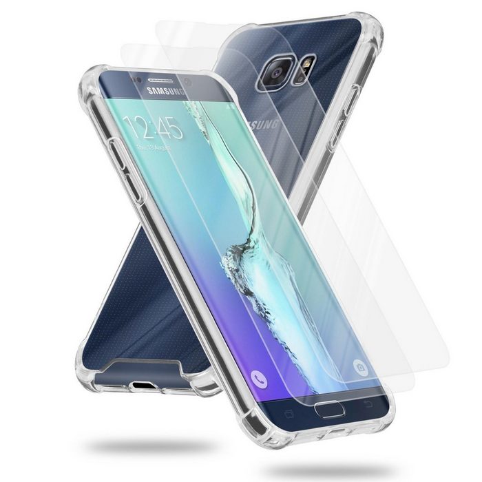 Cadorabo Handyhülle Hybrid Acrylic + 2x Tempered Gläser Samsung Galaxy S6 Hülle und 2x Tempered Schutzglas - Schutzhülle - Cover Case