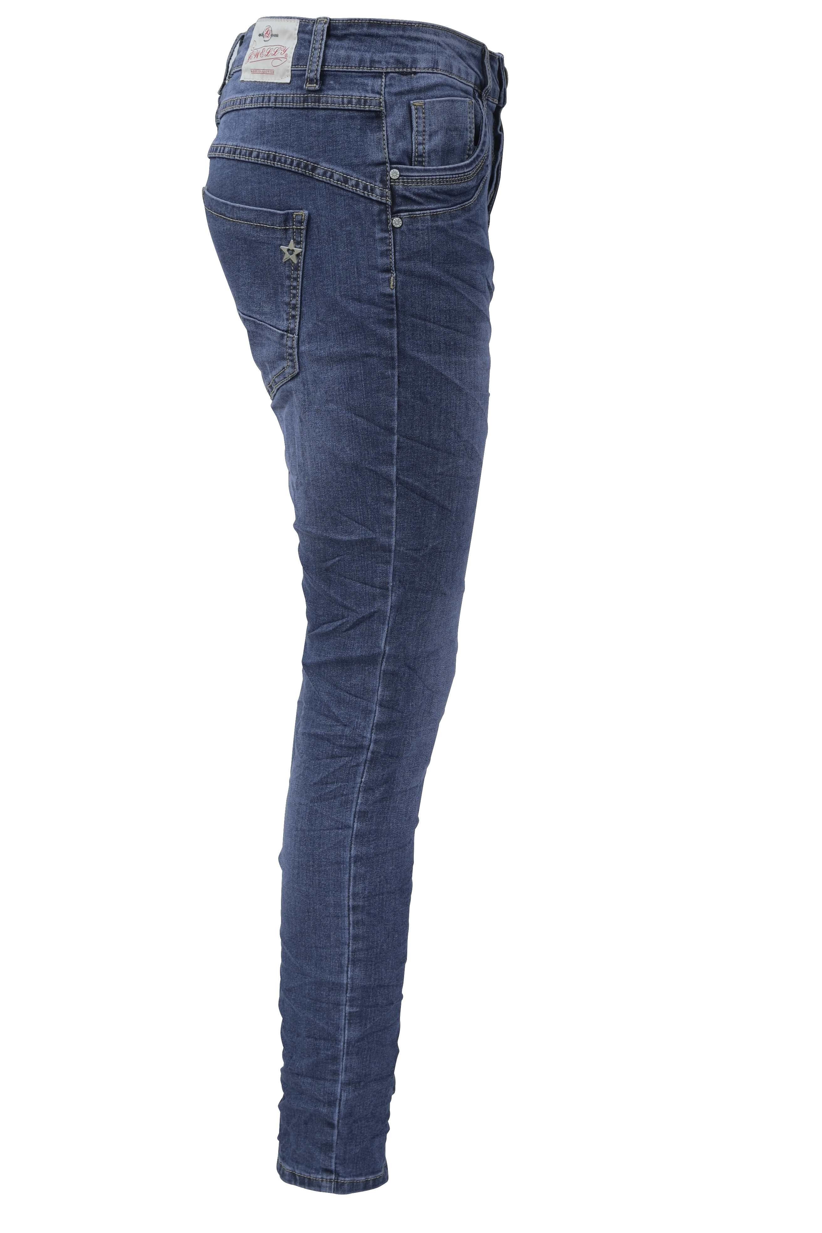 Jewelly Five-Pocket Regular-fit-Jeans im Jeans Stretch Crash-Look