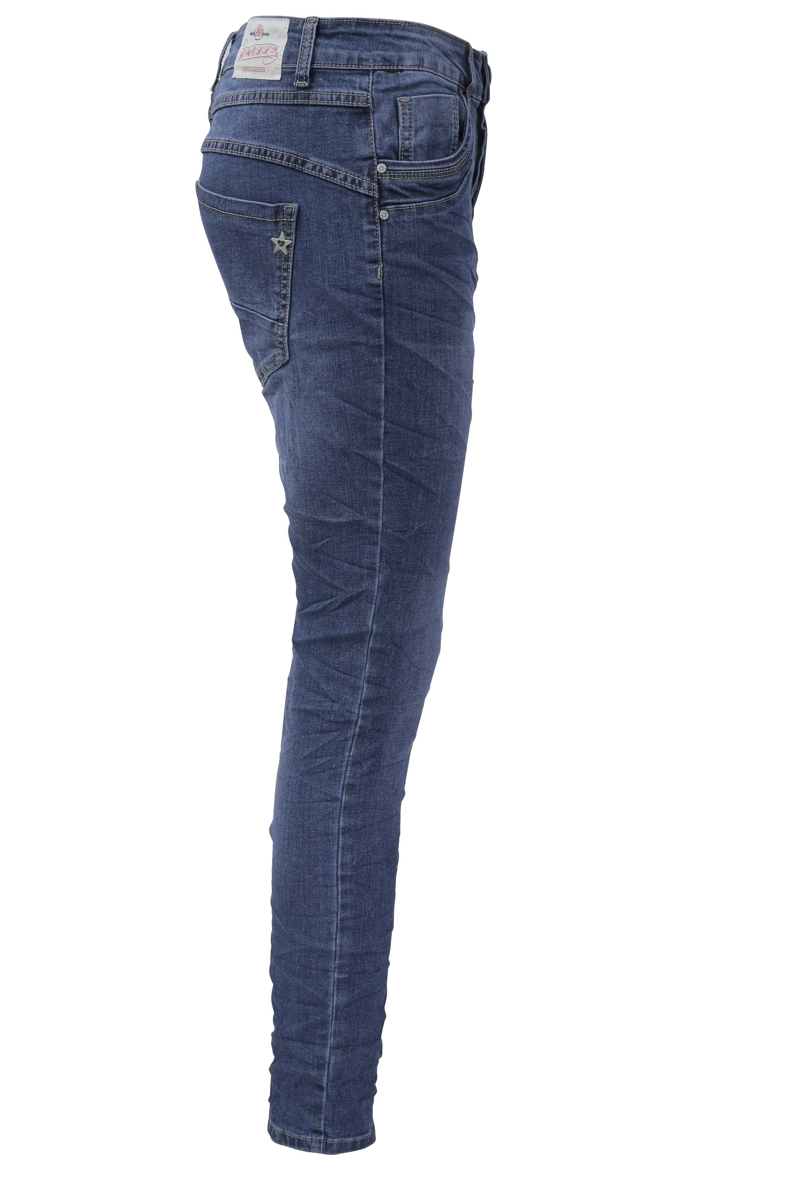 Jewelly Regular-fit-Jeans Stretch Jeans Five-Pocket im Crash-Look günstig online kaufen