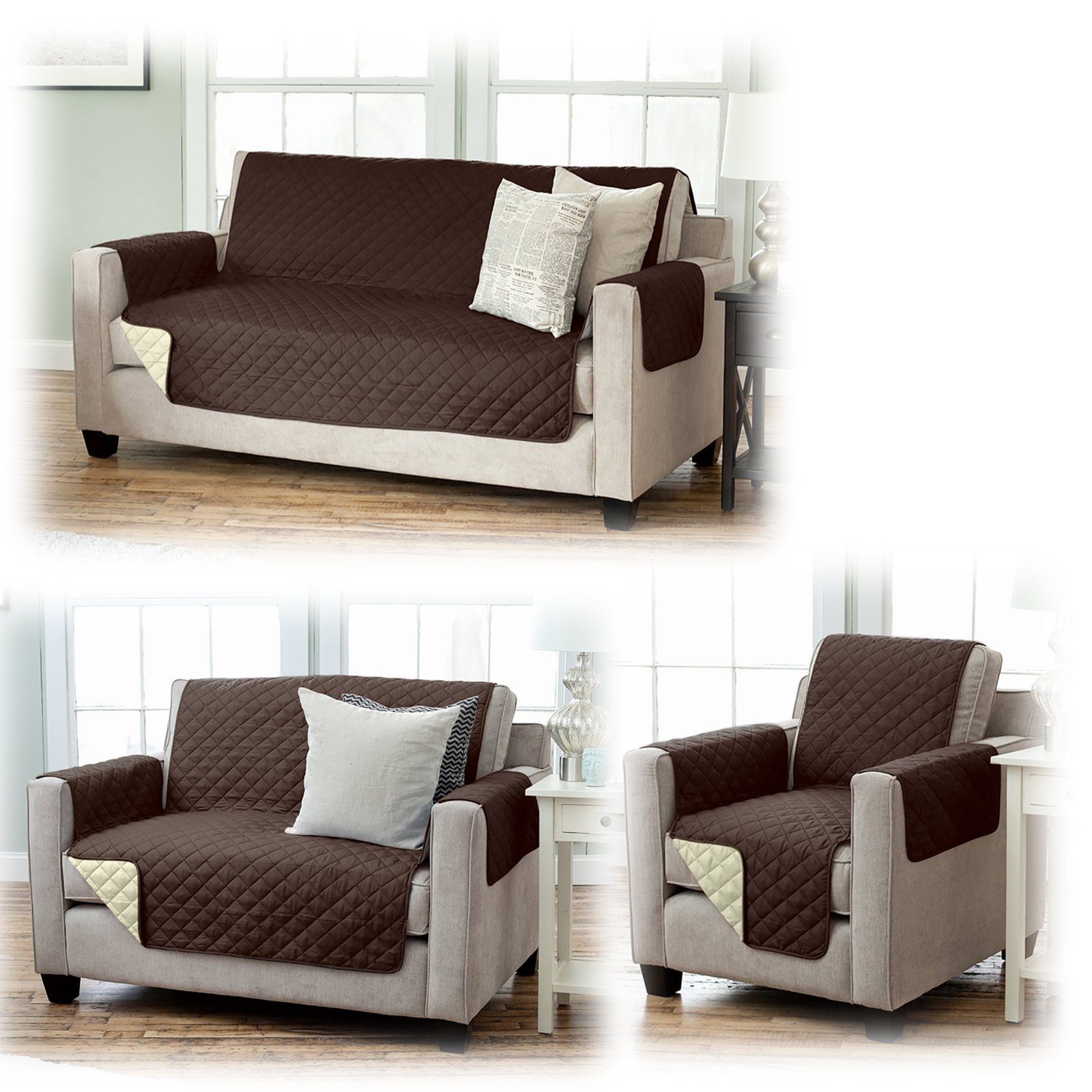 Sofaschoner Hochwertiger Sesselschoner und Sofabezug in verschiedenen Größen Braun JEMIDI