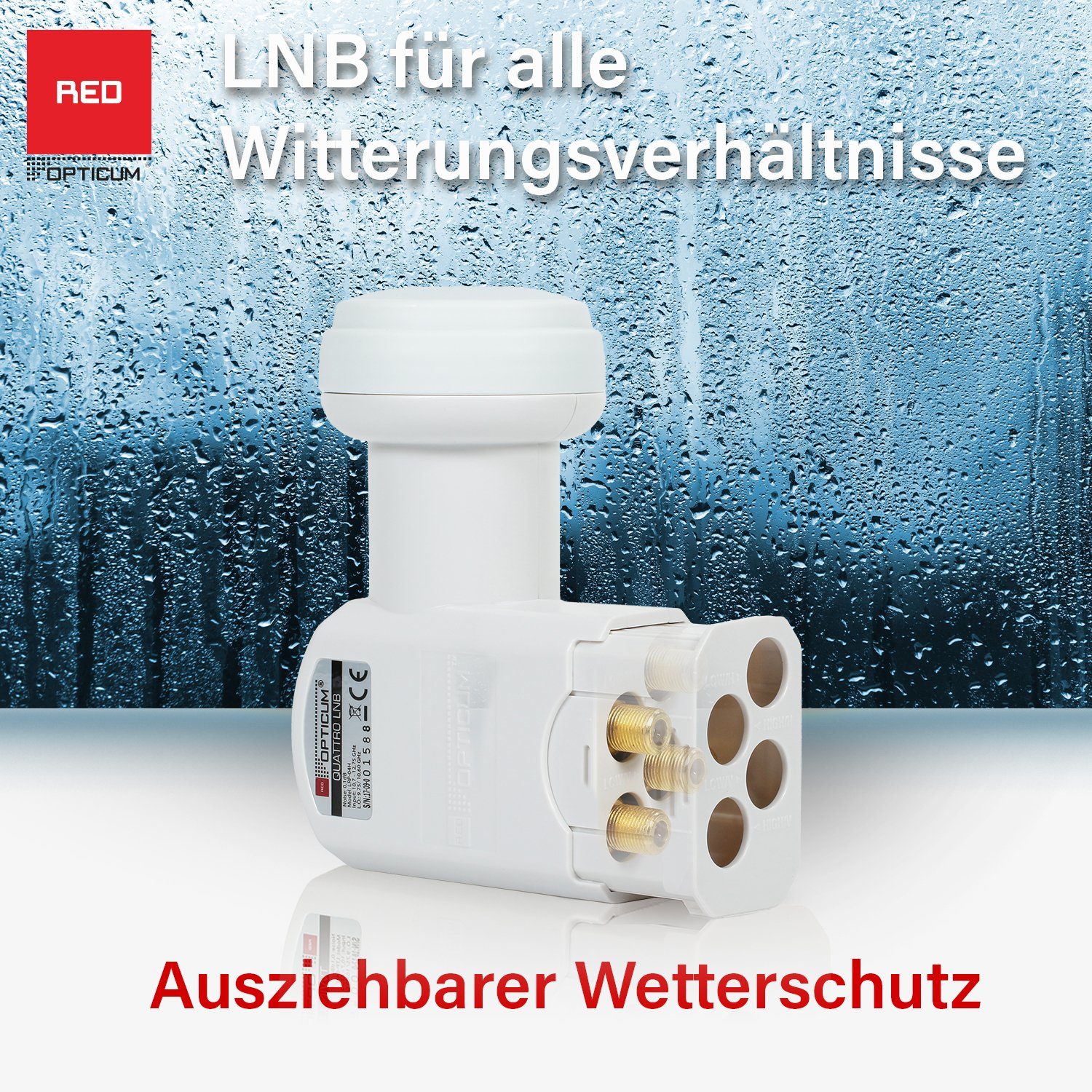 LNB & Quattro (Hitze- Universal-Quattro-LNB LRP-04H - für Multischalter) kältebeständiger RED OPTICUM Digital-LNB