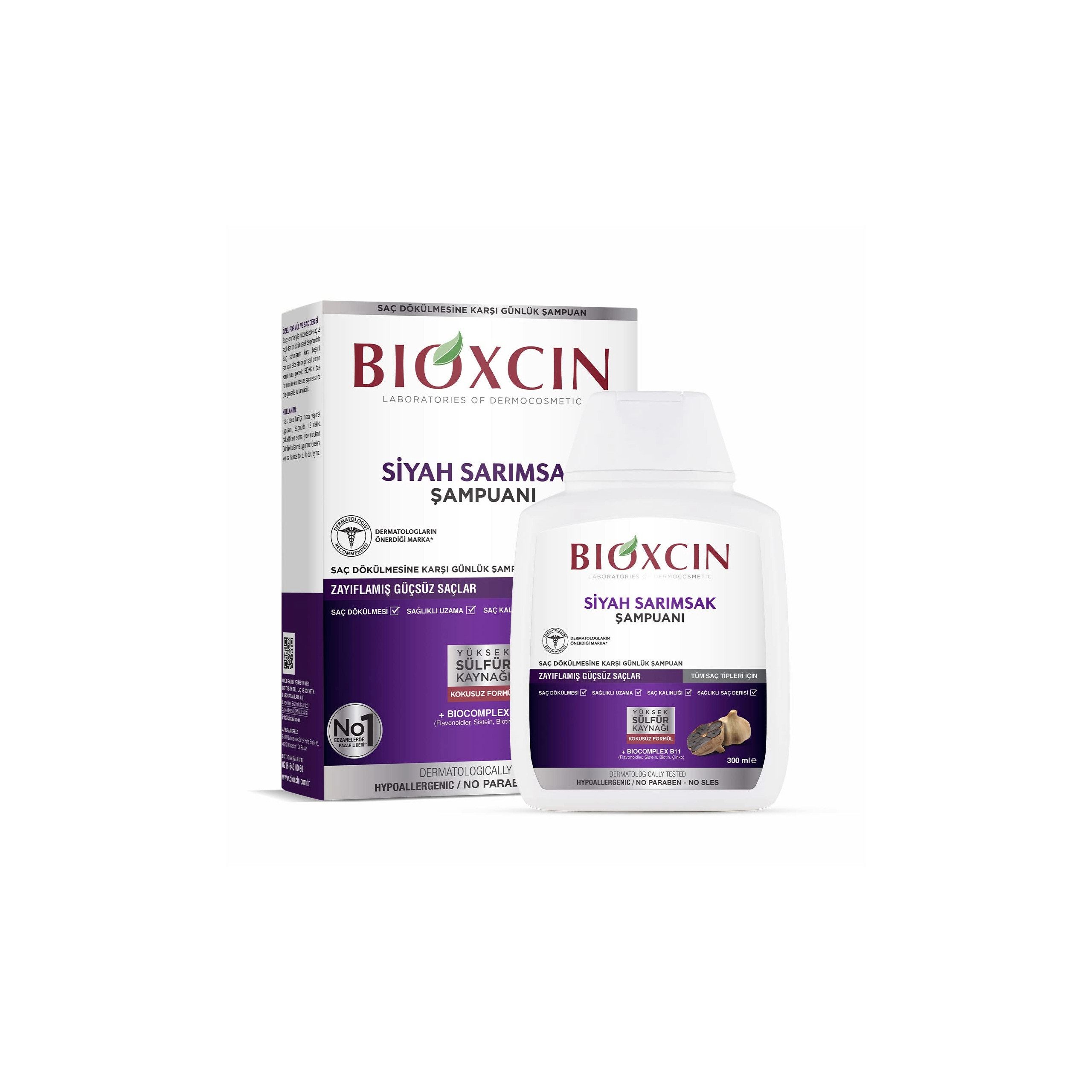 Bioxcin Haarshampoo Bioxcin Black Garlic,Schwarzer Knoblauch,B11,gegen Haarausfall,300ml