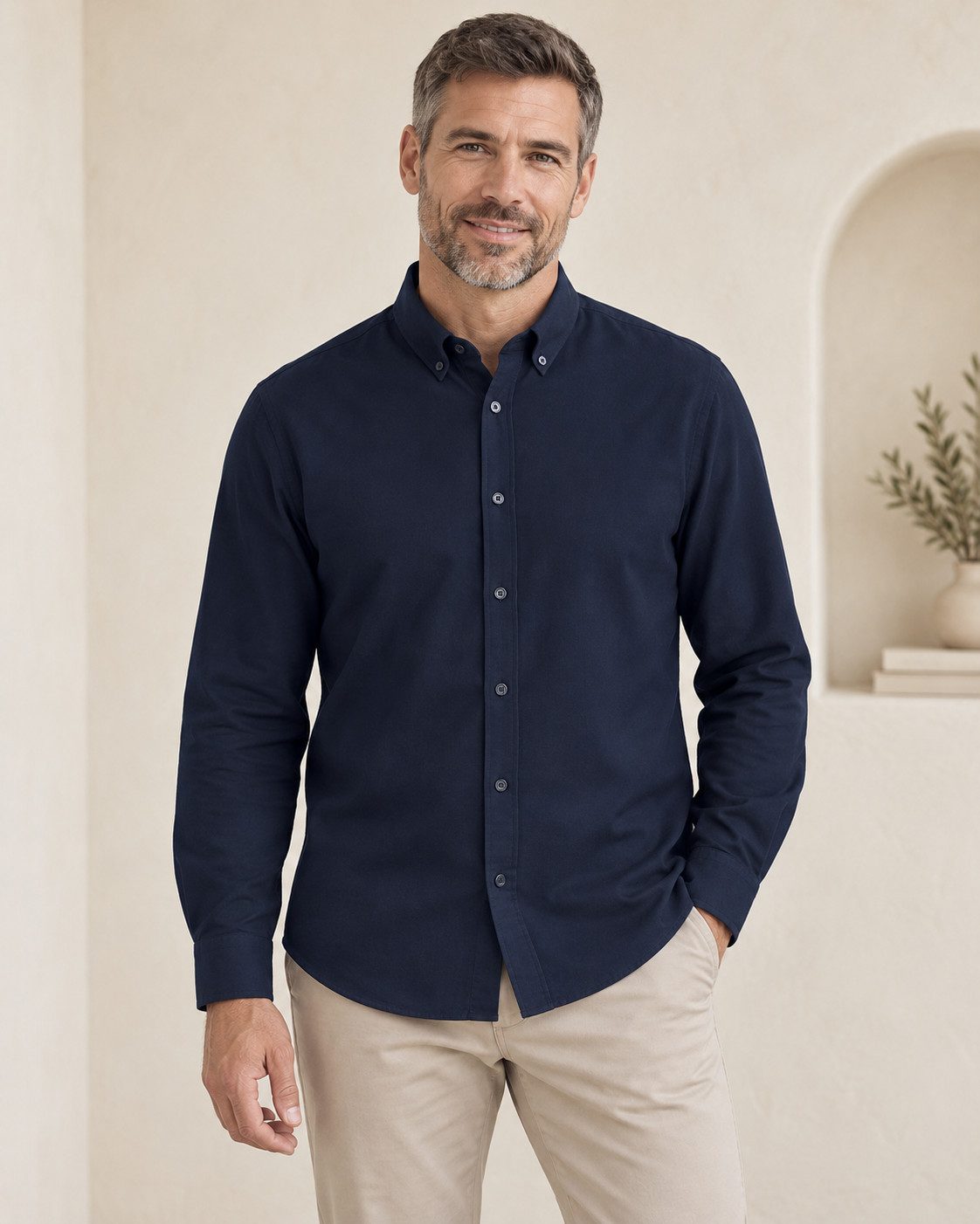 Sitztgut Langarmhemd für Herren aus Bio-Baumwolle mit Button-down-Kragen (1-tlg)