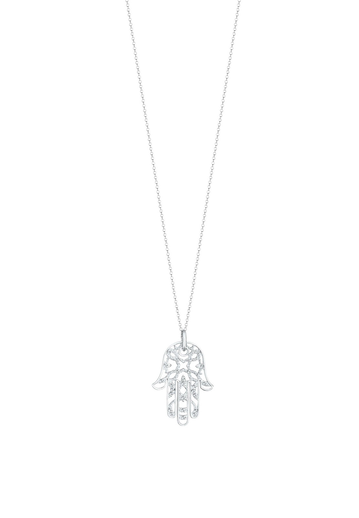 Silber Collierkettchen Hand Hamsa Premium Kristalle 925 Fatima Elli der