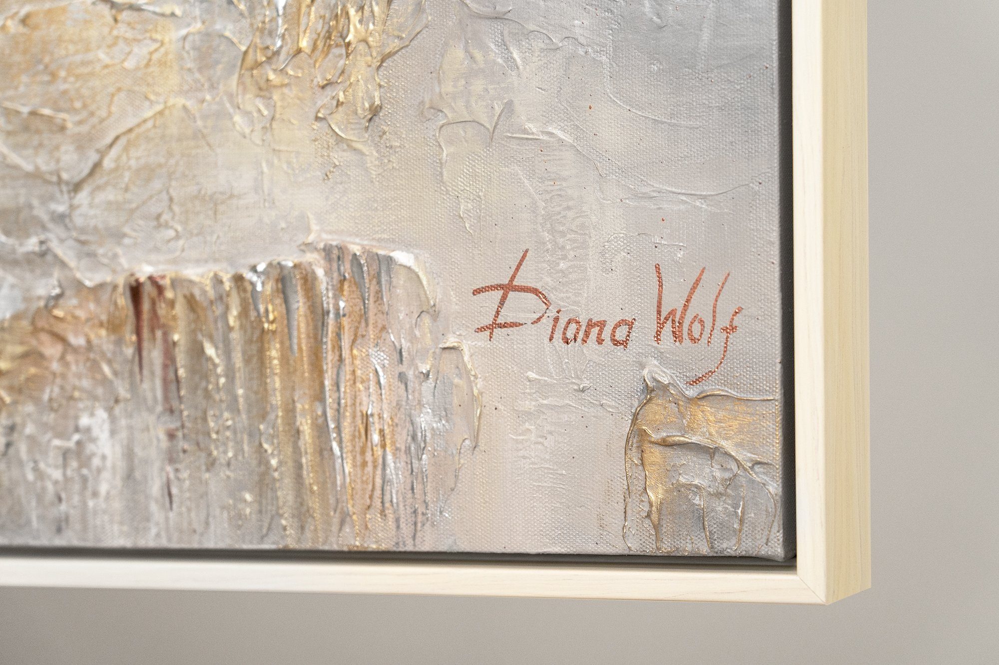 YS-Art Gemälde Philosophie, Abstrakte Bilder, Weiß Beige Gold Abstraktes Leinwand Bild Handgemalt 3D
