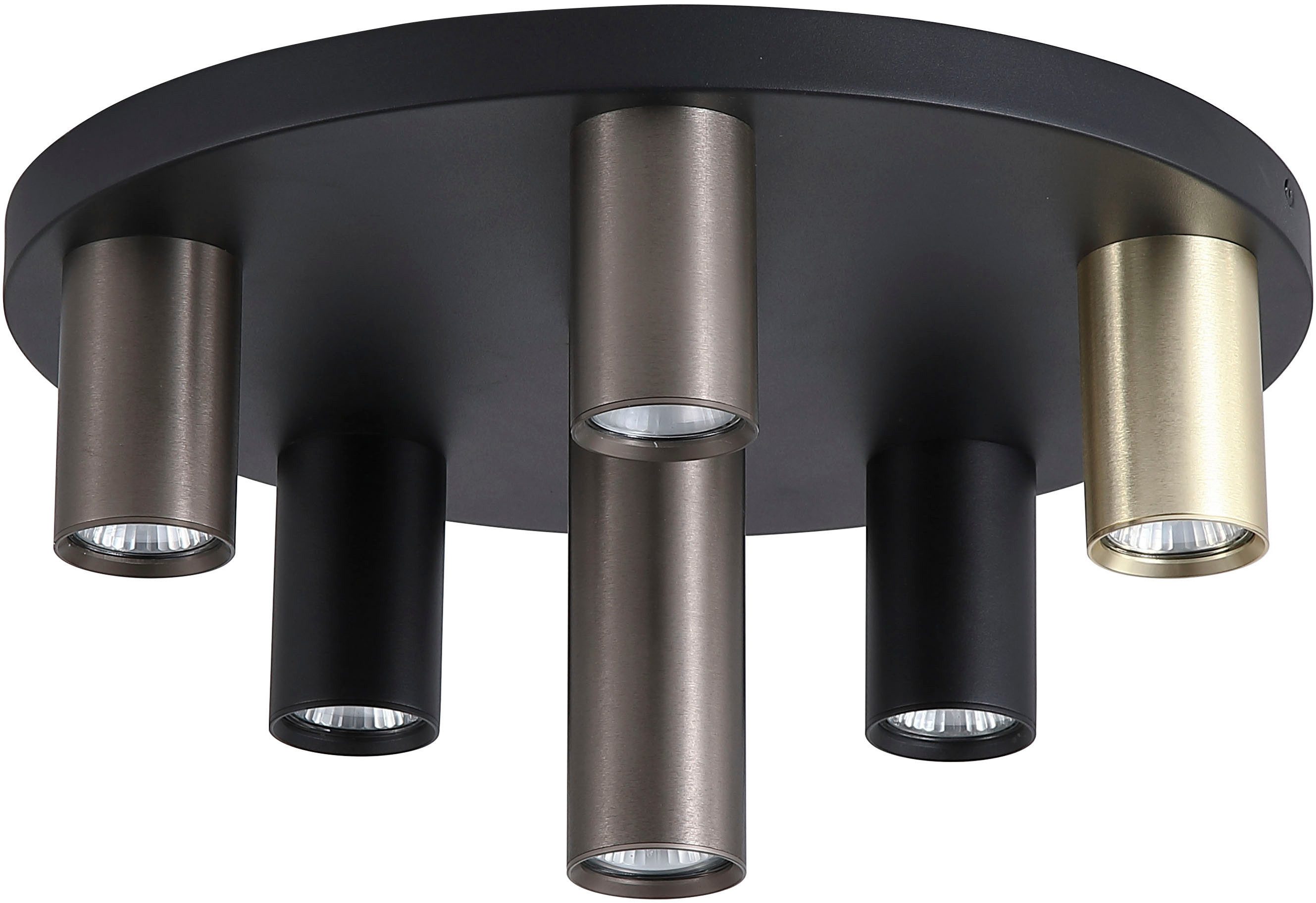 Searchlight Deckenleuchte Tubes 6Lt-Deckenleuchte-Schwarzes Metall, Anodisiertes Bronze, Messing, ohne Leuchtmittel