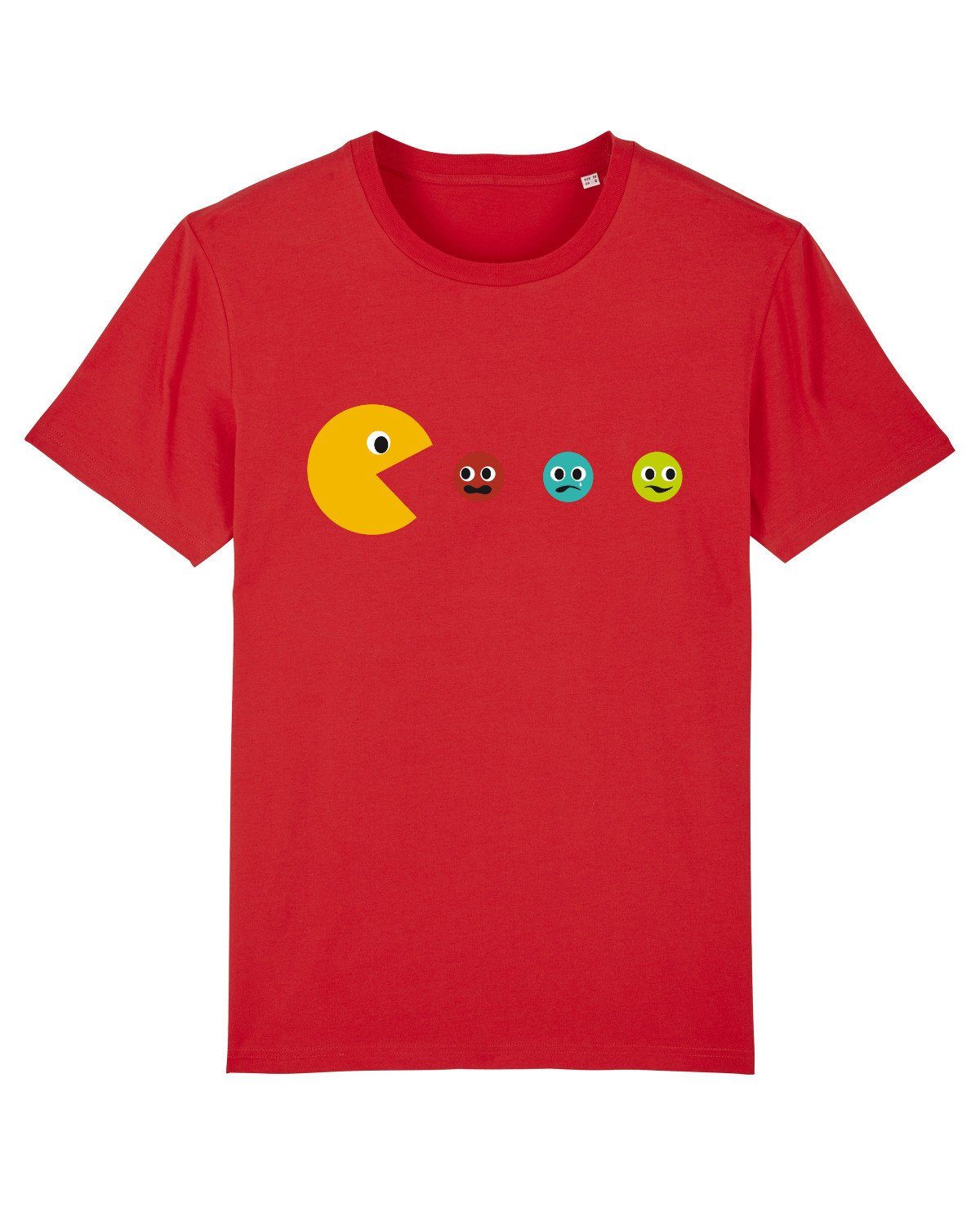 wat? Apparel Print-Shirt Pacmännchen (1-tlg) rot